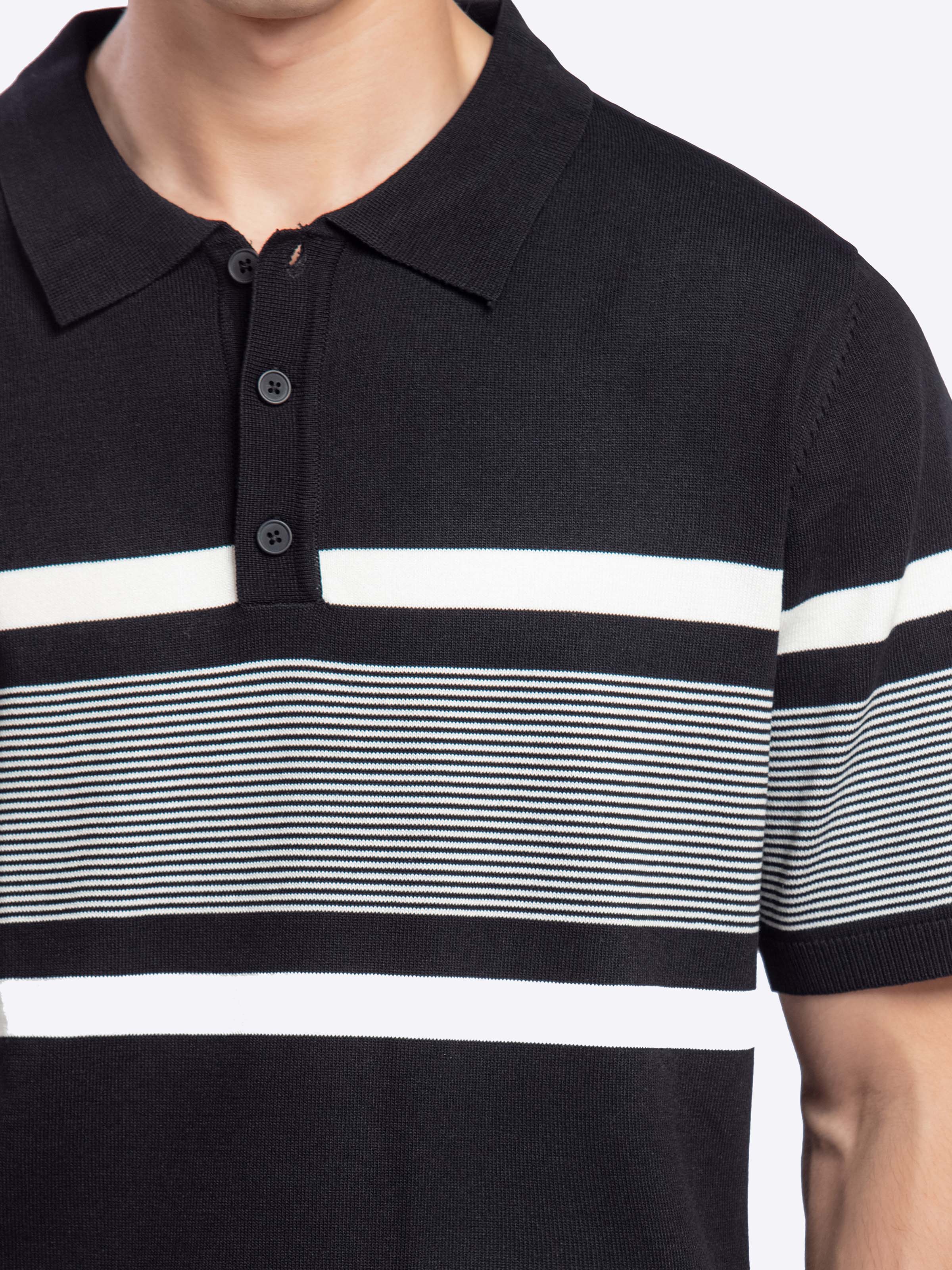 Striped Knitted Polo - FMTCP5-186