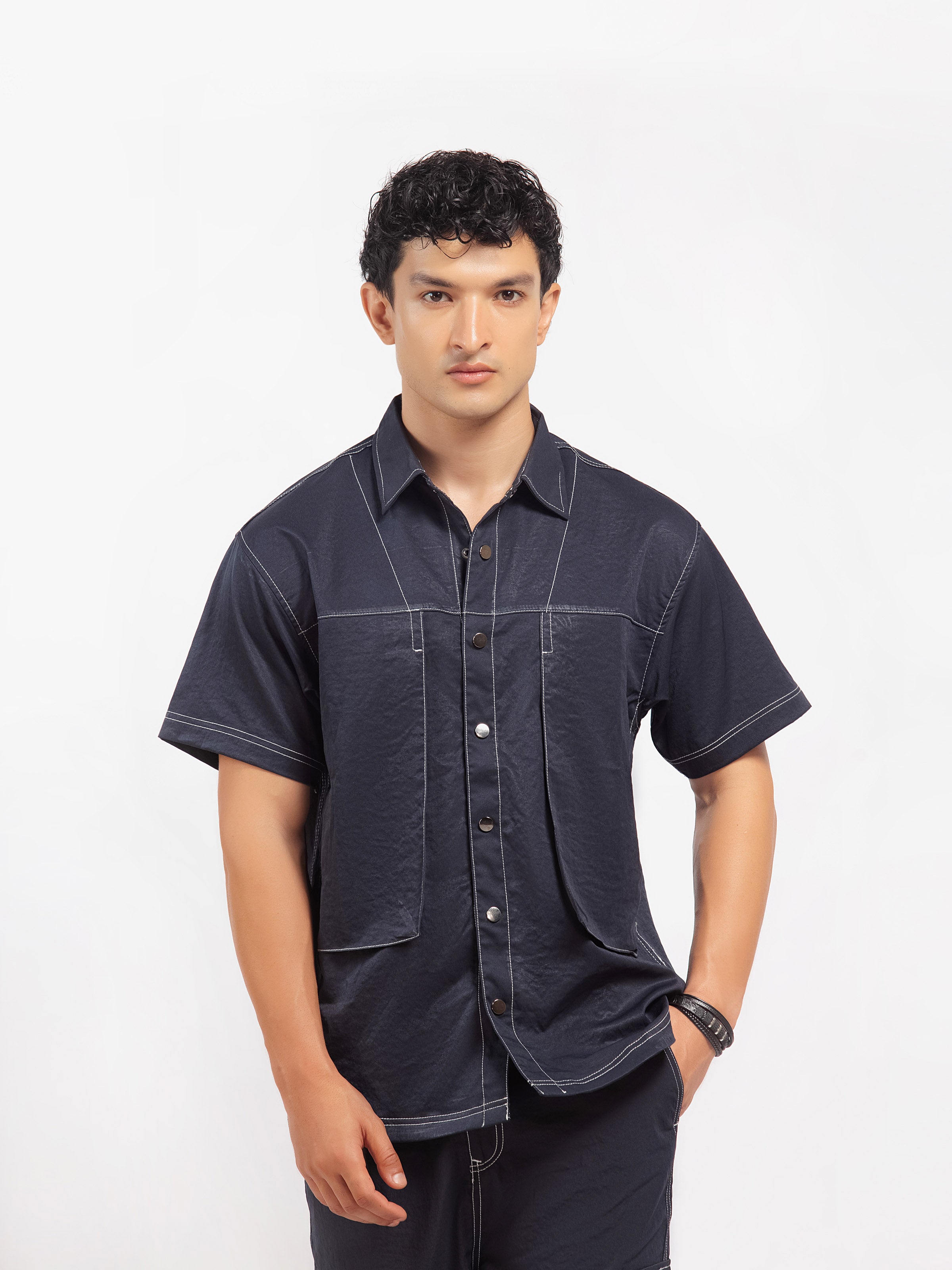 Contrast Stitch Co-ord Set Shirt - FMTCS5-007
