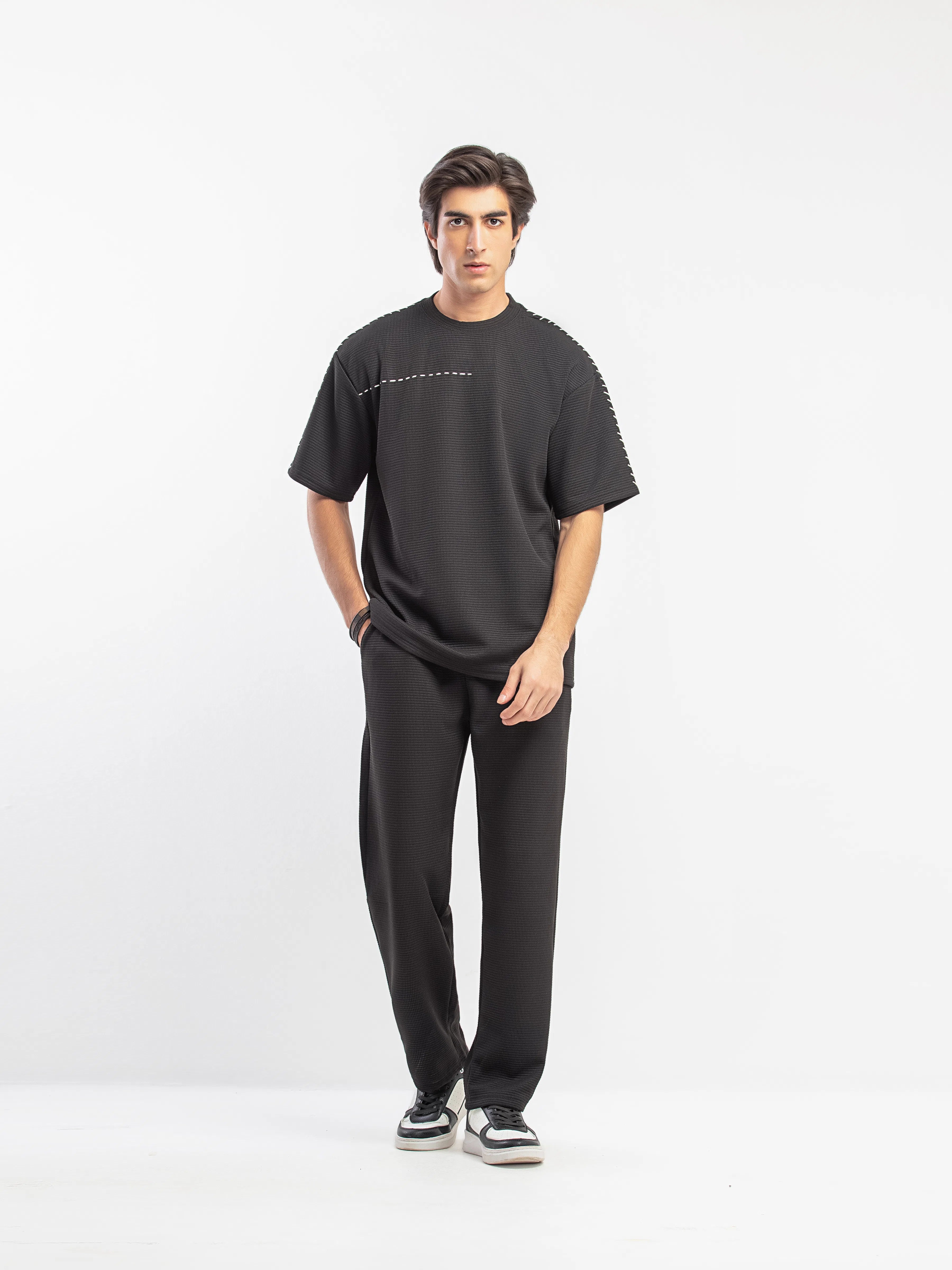 Textured Co-ord Set Tee - FMTCS5-051