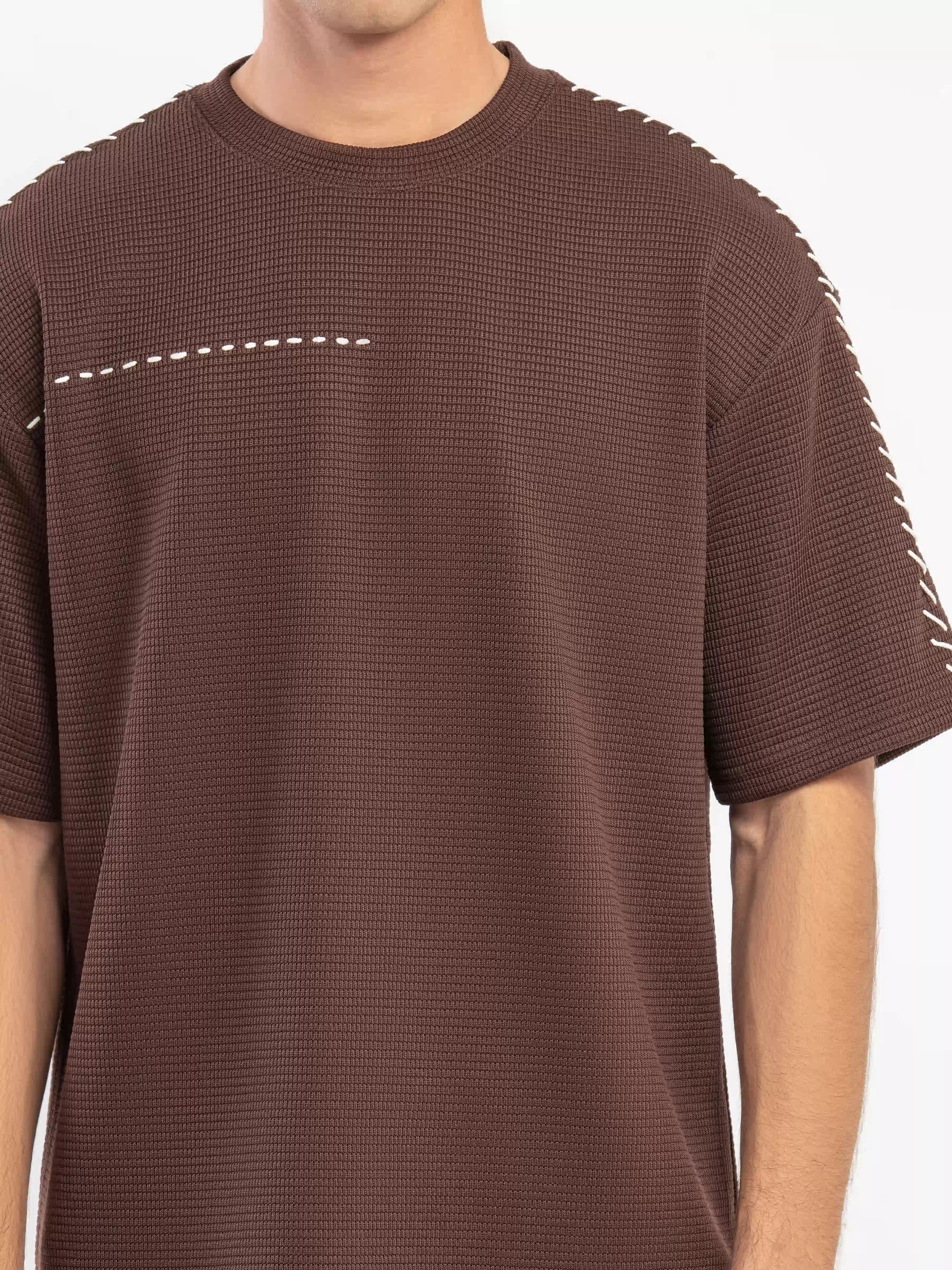 Textured Co-ord Set Tee - FMTCS5-052