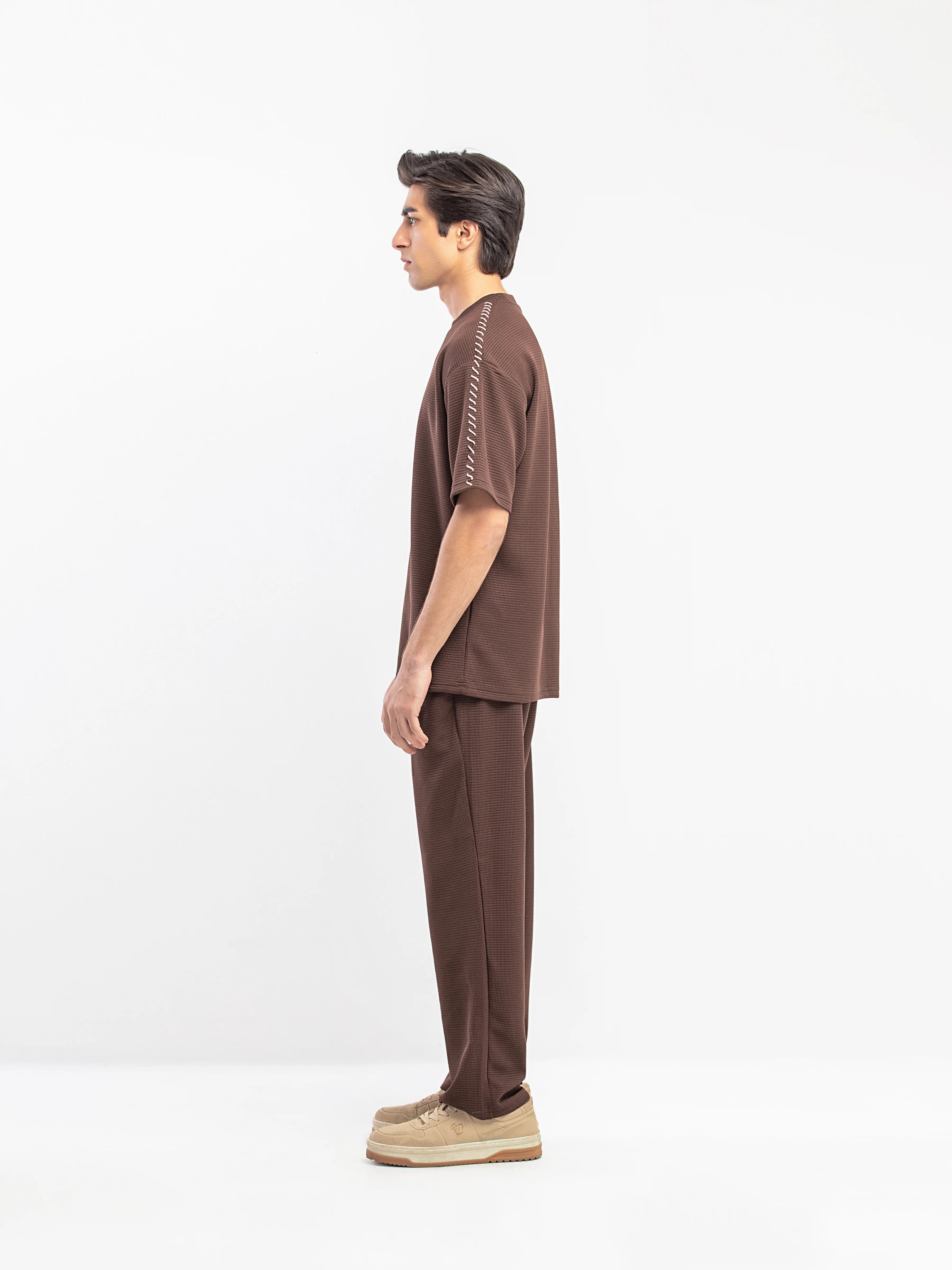 Textured Co-ord Set Tee - FMTCS5-052