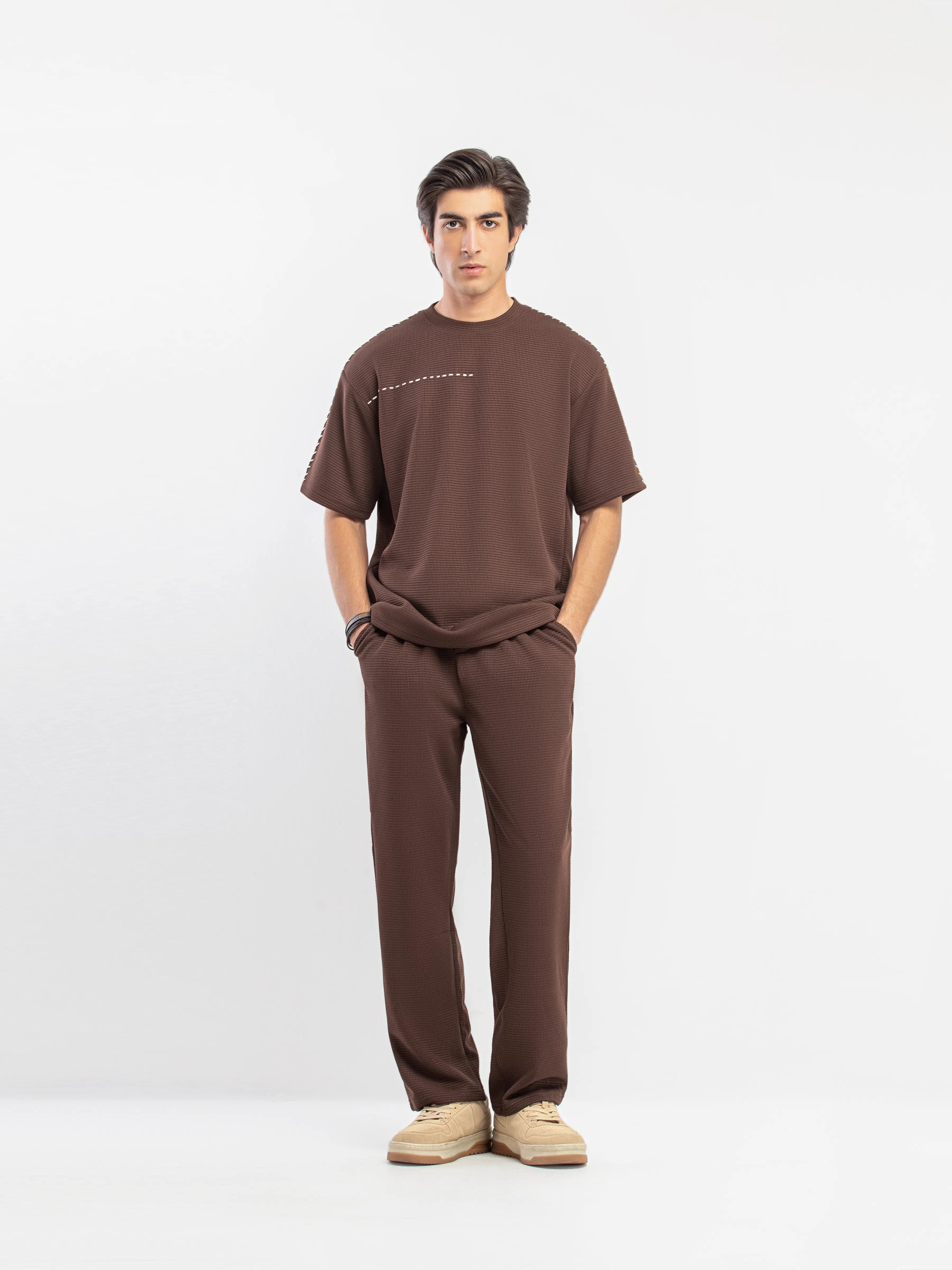 Textured Co-ord Set Tee - FMTCS5-052