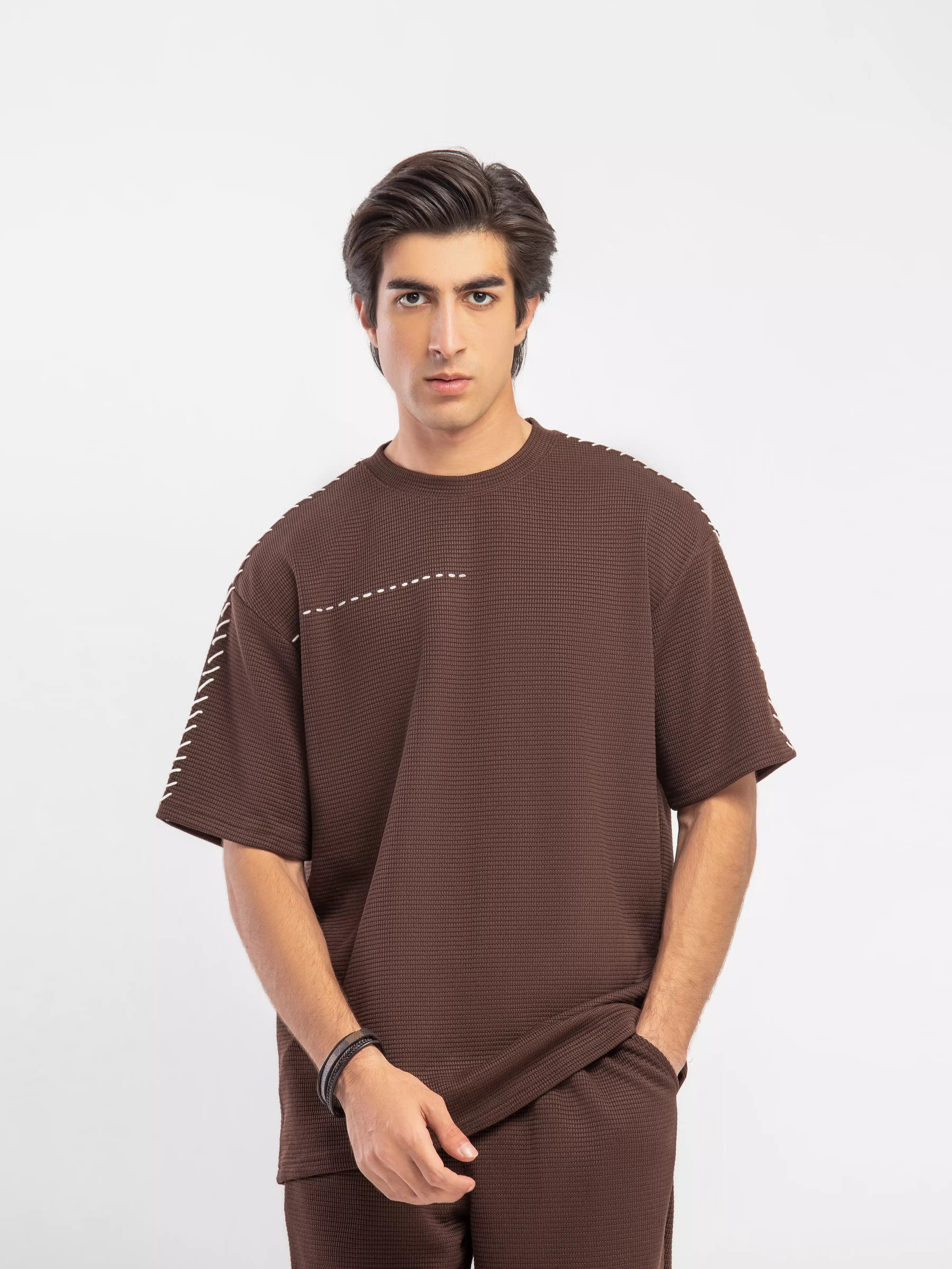 Textured Co-ord Set Tee - FMTCS5-052