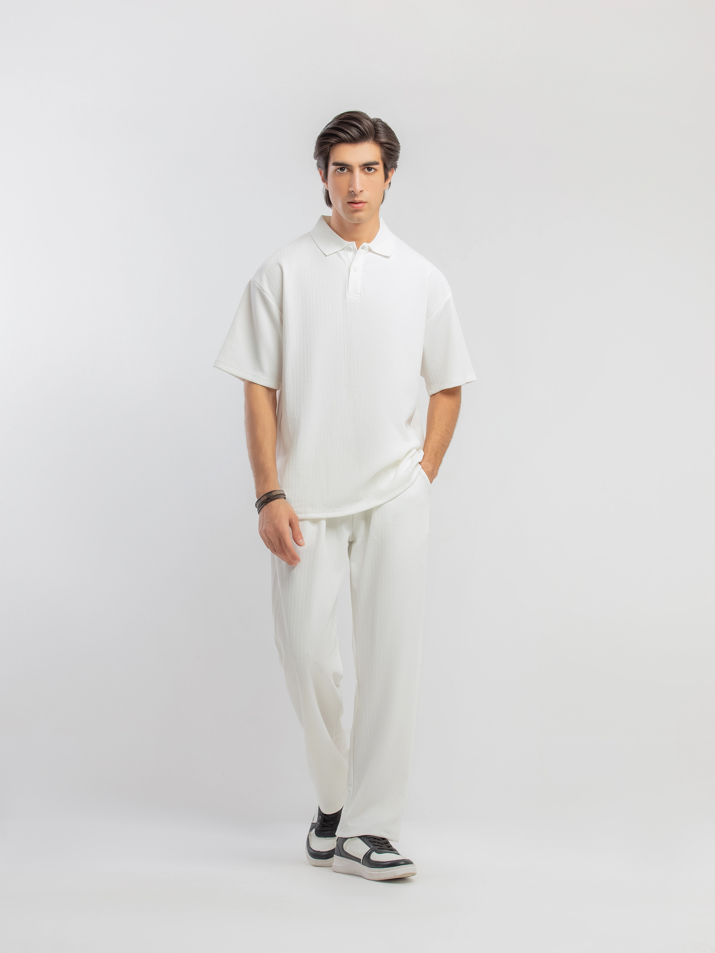 Textured Co-ord Set Polo - FMTCS5-053