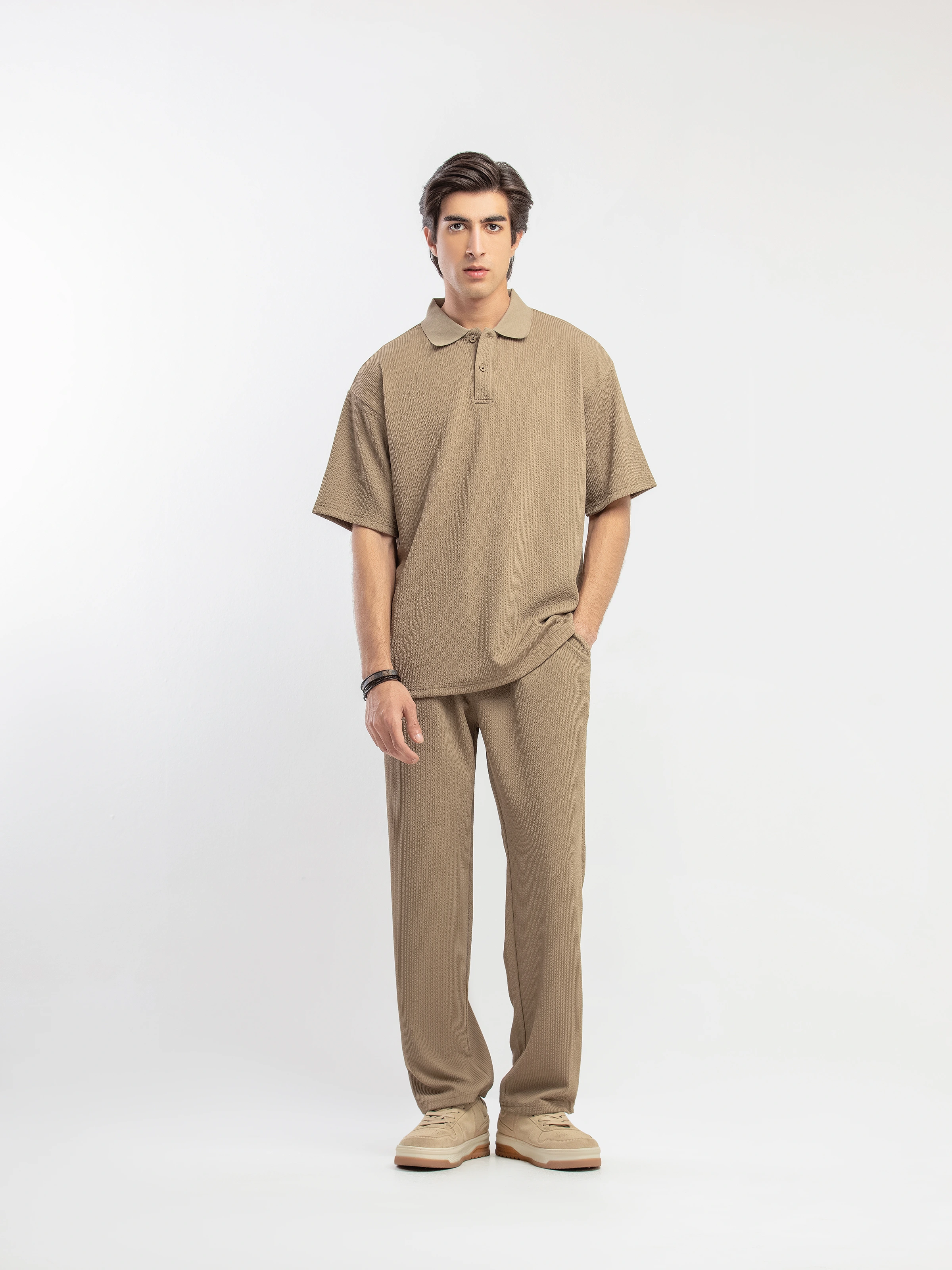 Textured Co-ord Set Polo - FMTCS5-054