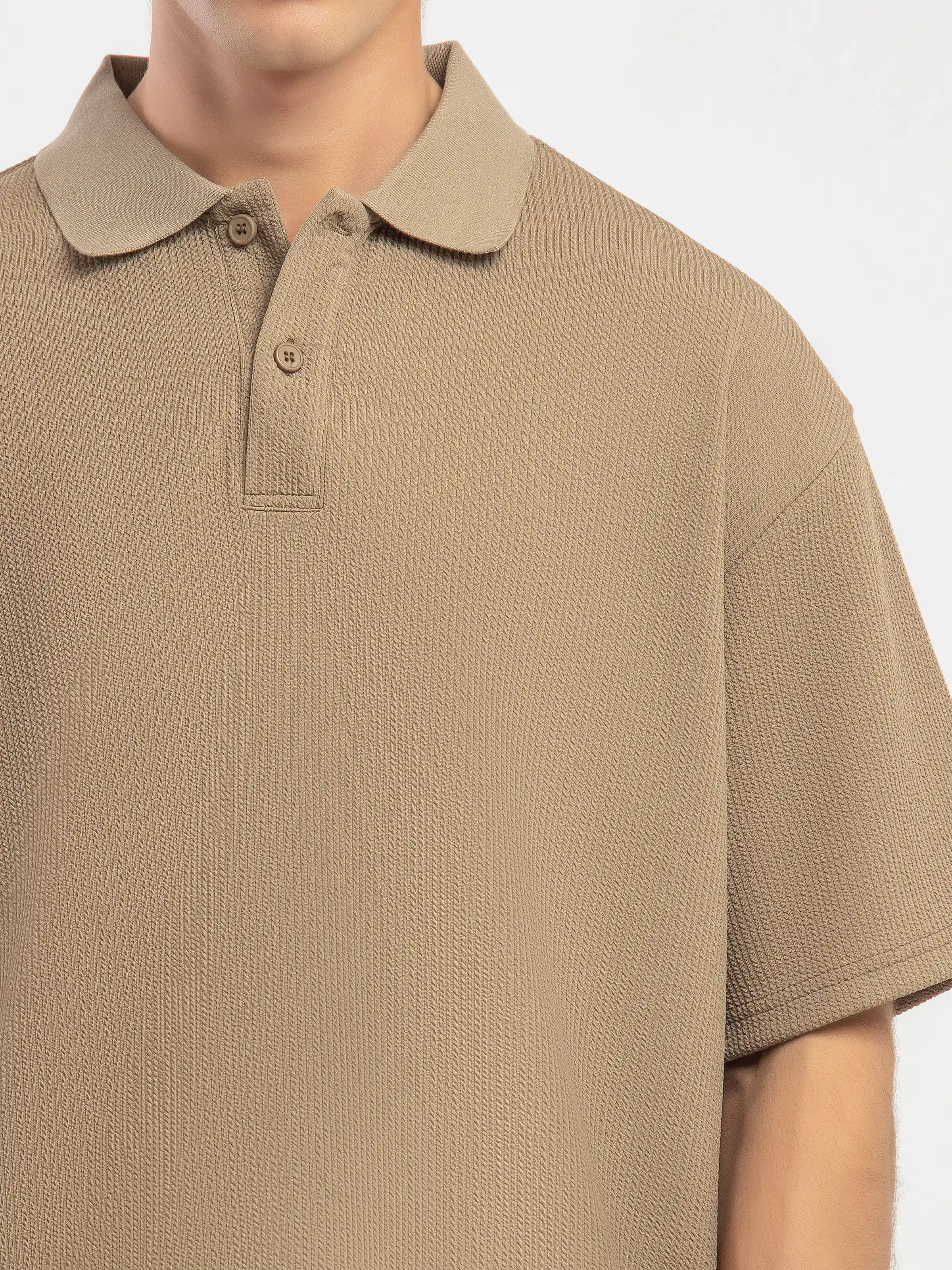 Textured Co-ord Set Polo - FMTCS5-054