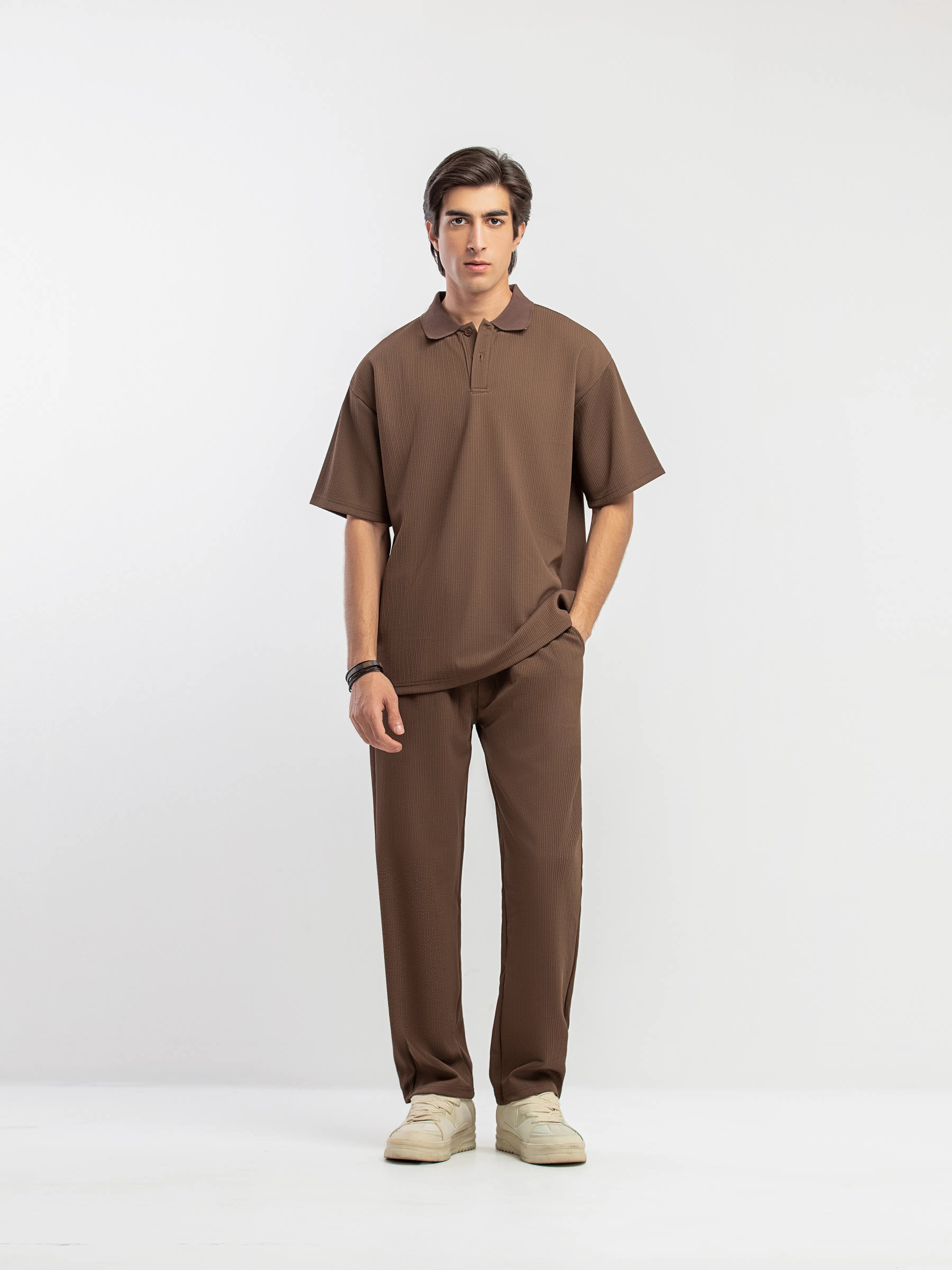 Textured Co-ord Set Polo - FMTCS5-055