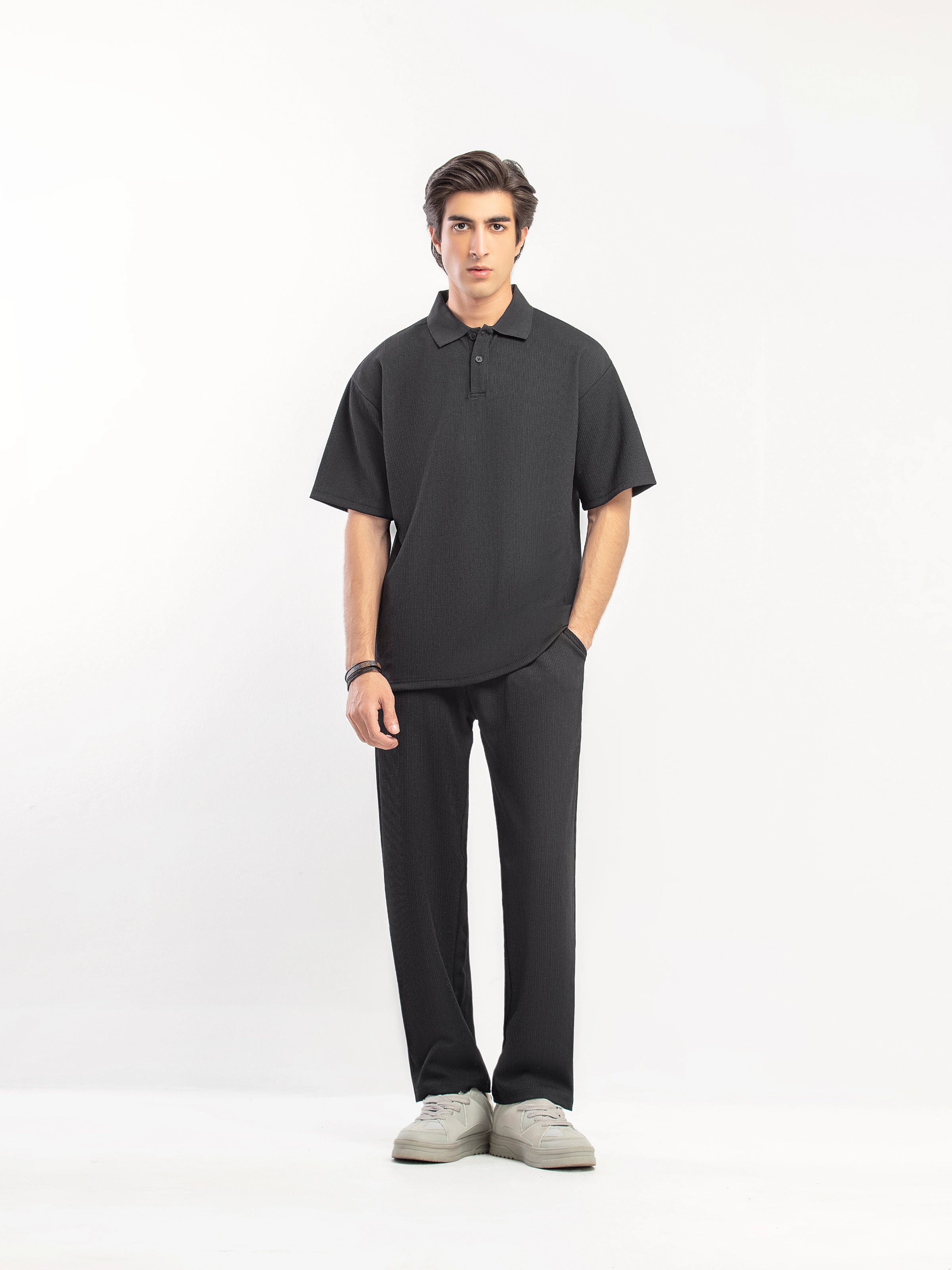 Textured Co-ord Set Polo - FMTCS5-057