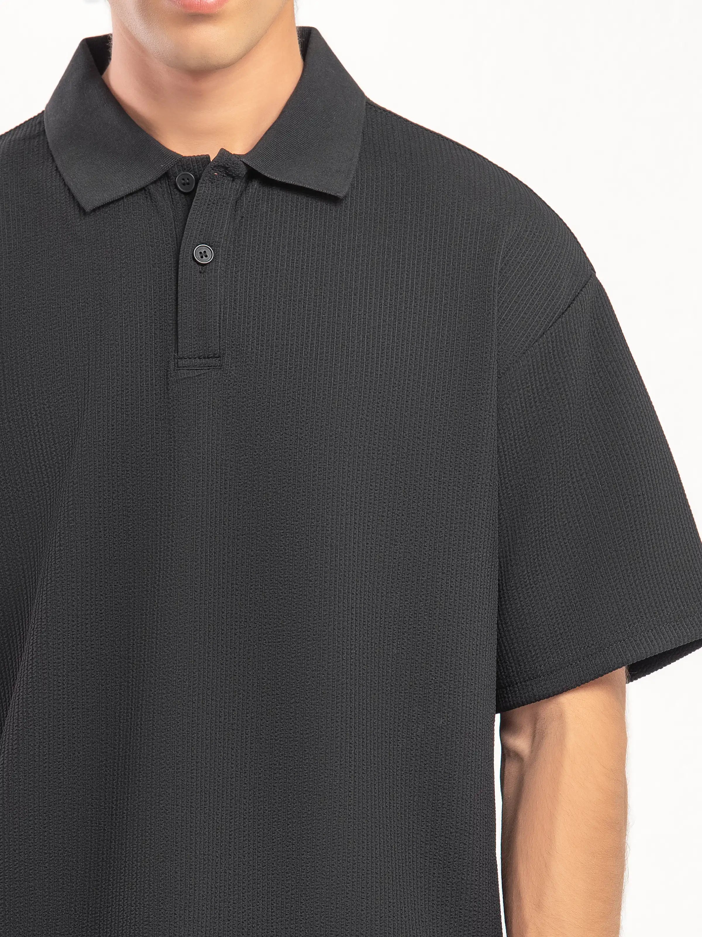 Textured Co-ord Set Polo - FMTCS5-057