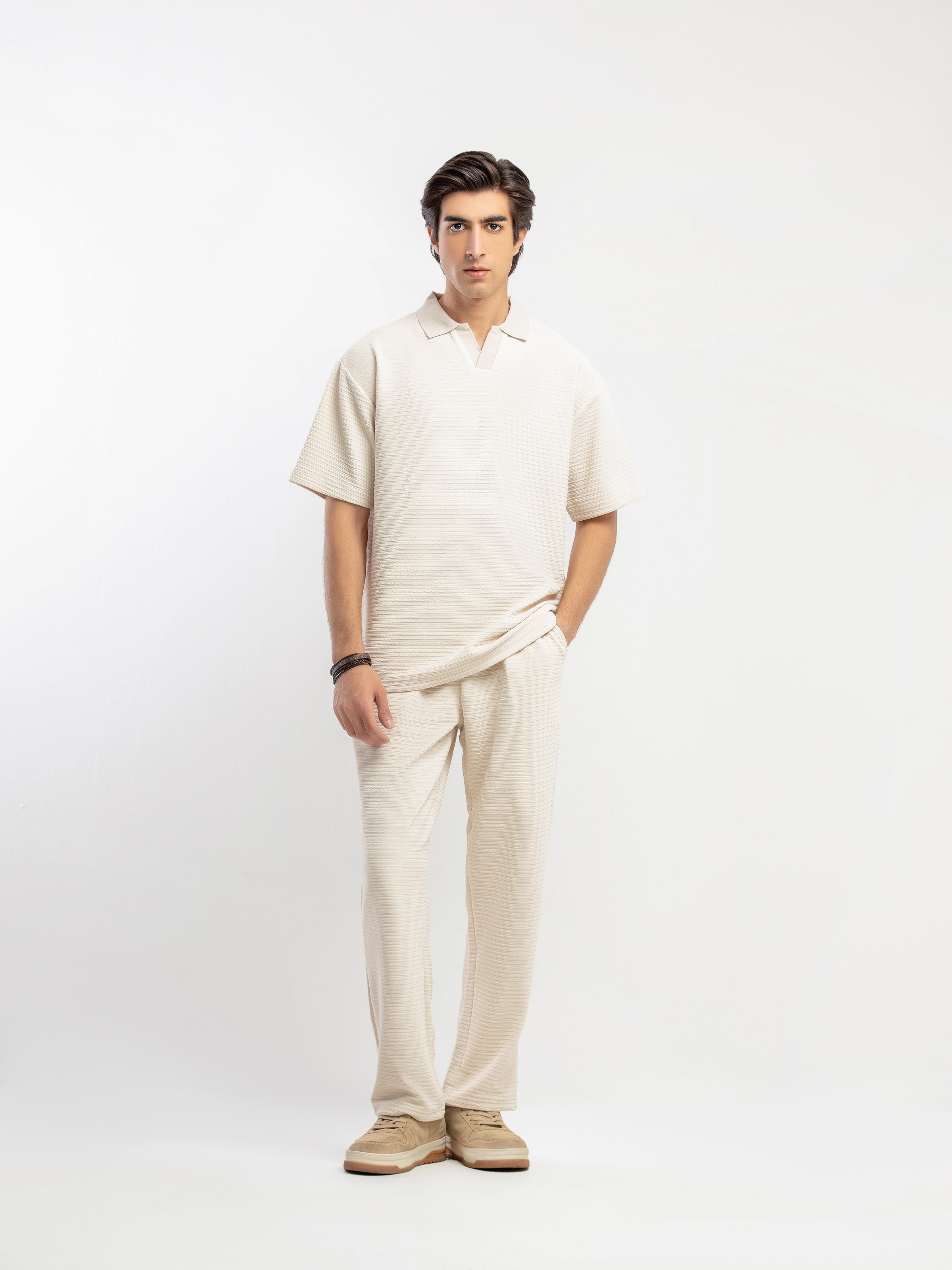Textured Co-ord Set Polo - FMTCS5-058