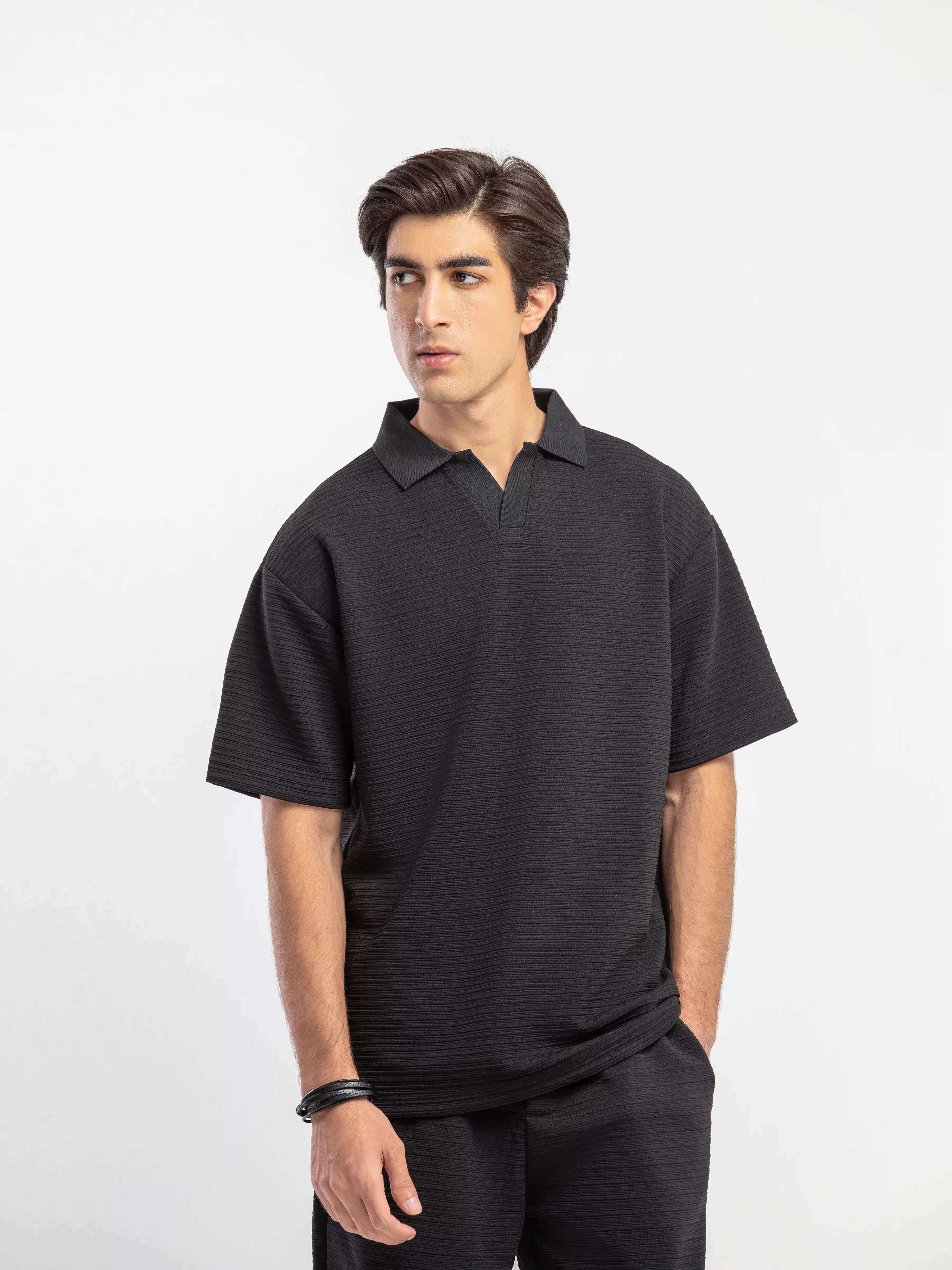 Textured Co-ord Set Polo - FMTCS5-059