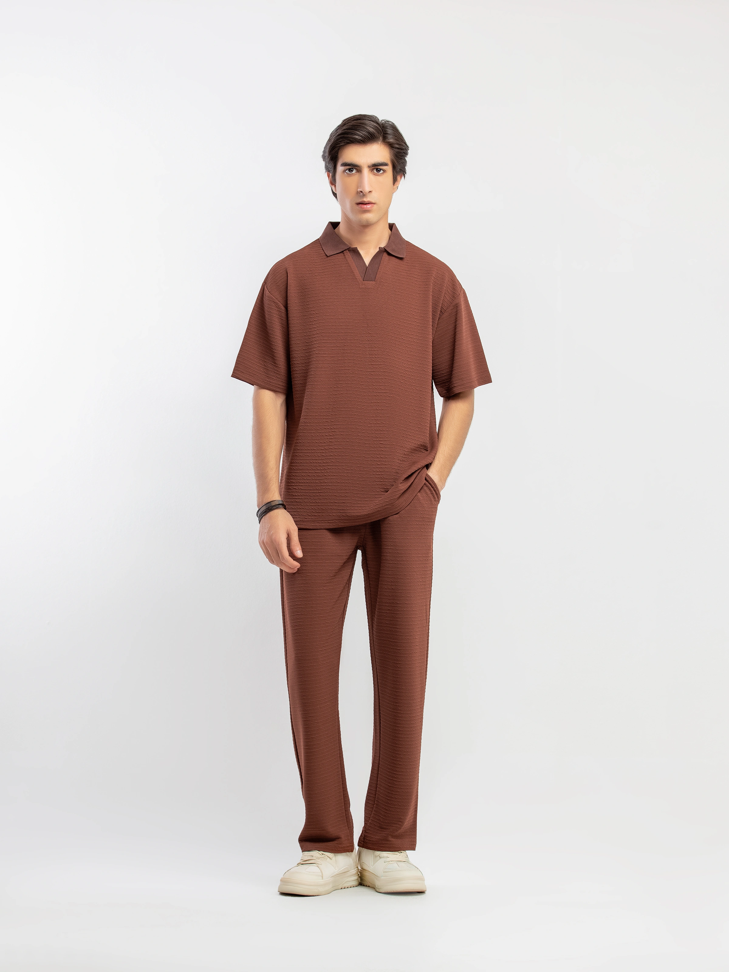 Textured Co-ord Set Polo - FMTCS5-060