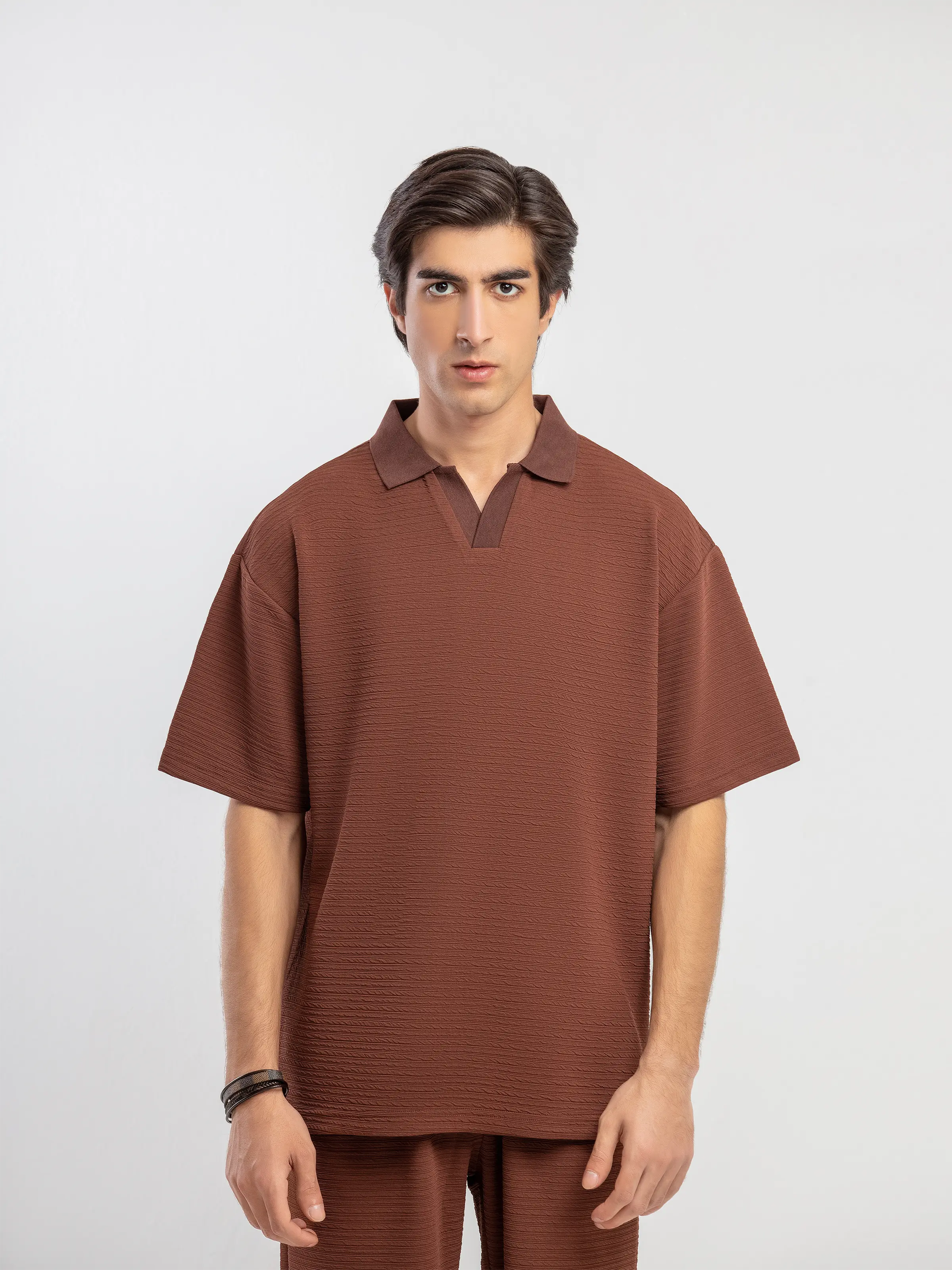 Textured Co-ord Set Polo - FMTCS5-060