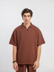 Textured Co-ord Set Polo - FMTCS5-060