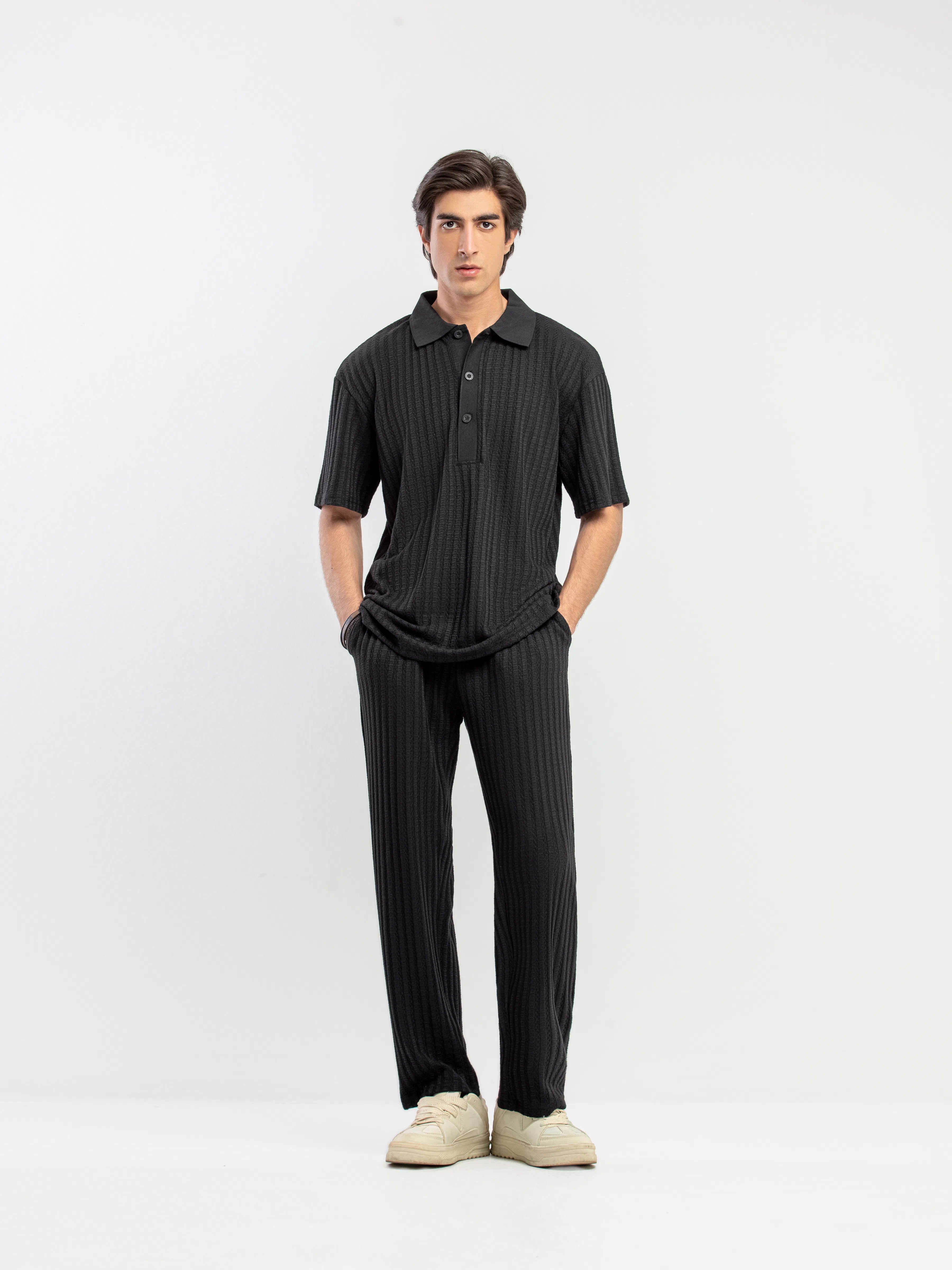 Textured Co-ord Set Polo - FMTCS5-079