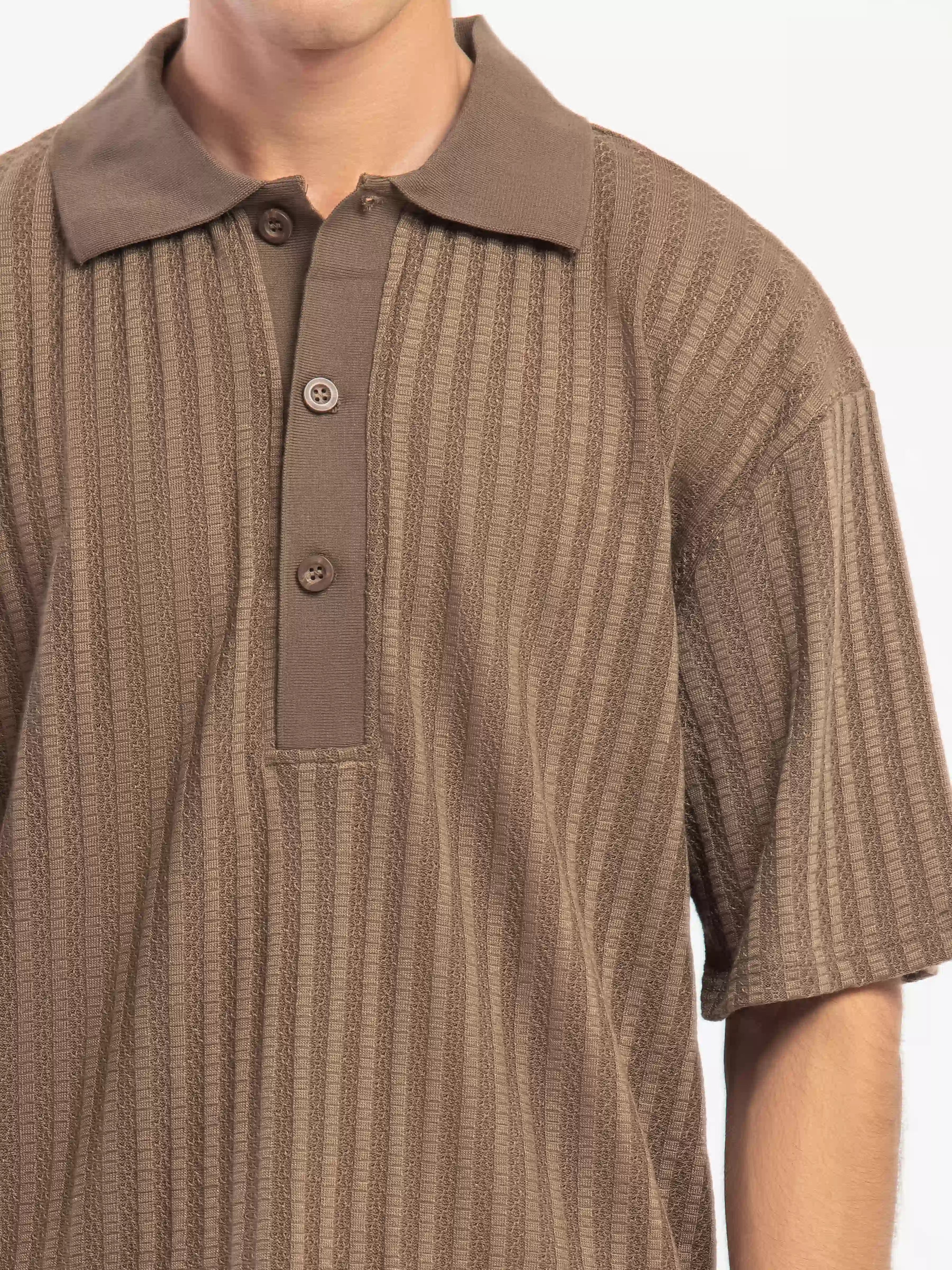 Textured Co-ord Set Polo - FMTCS5-081