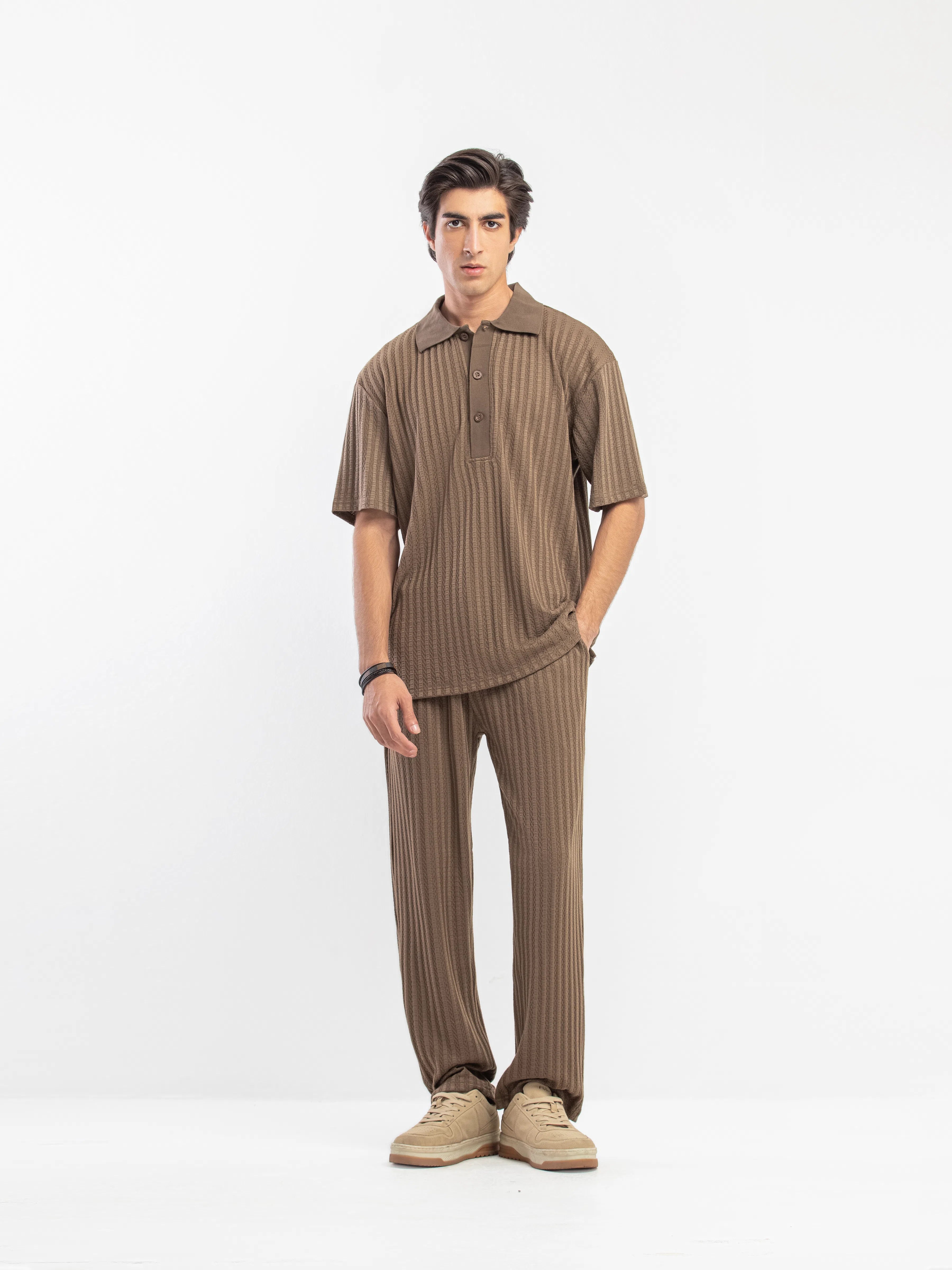 Textured Co-ord Set Polo - FMTCS5-081