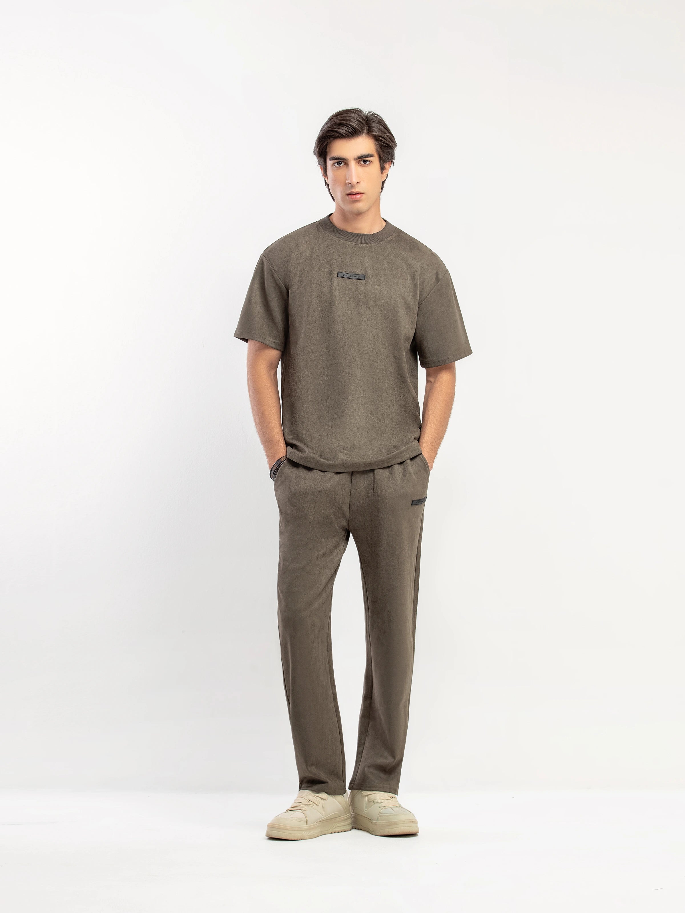 Suede Co-ord Set Emblem Tee - FMTCS5-082