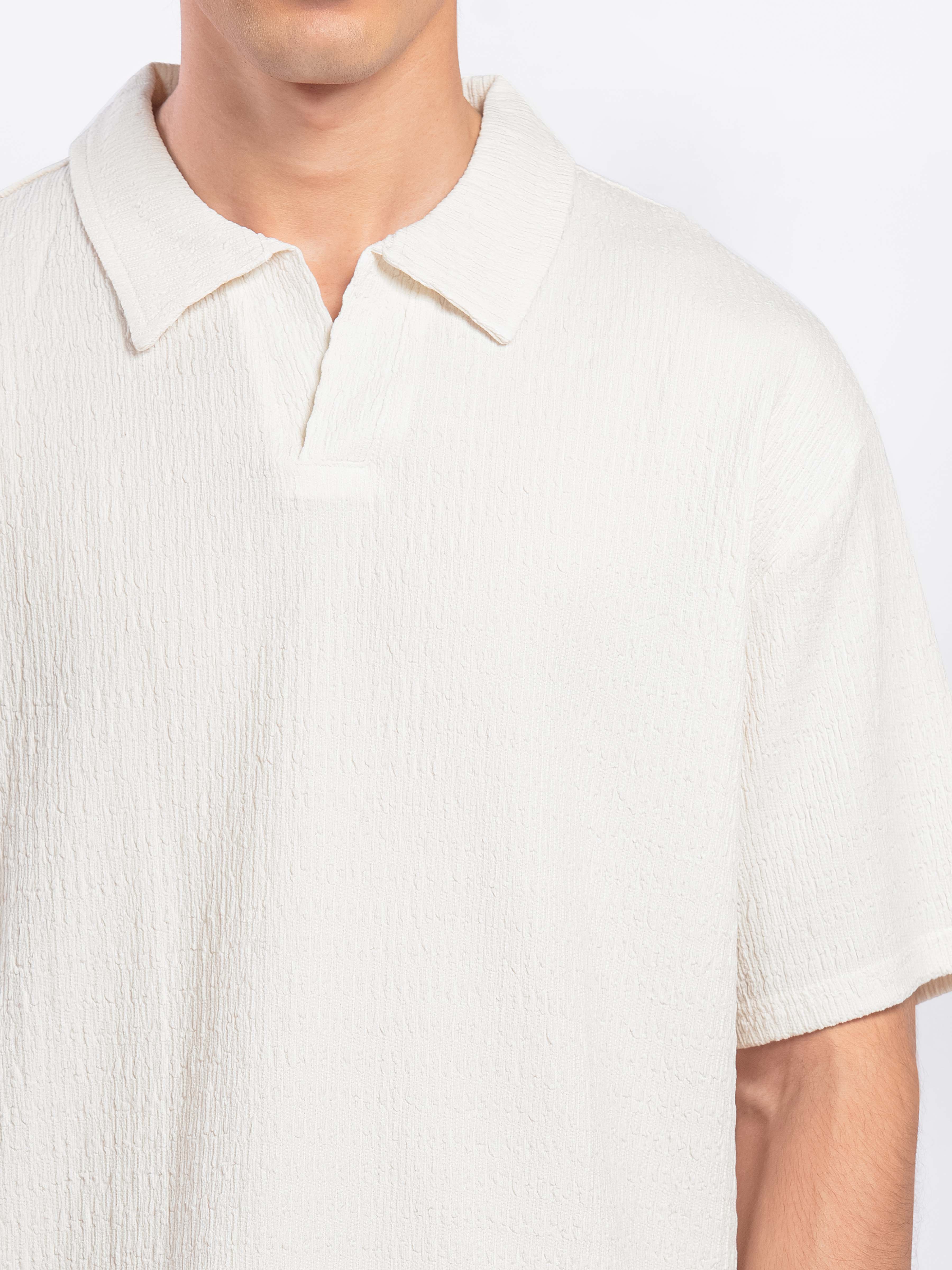 Crinkle Texture Co-ord Set Polo - FMTCS5-101