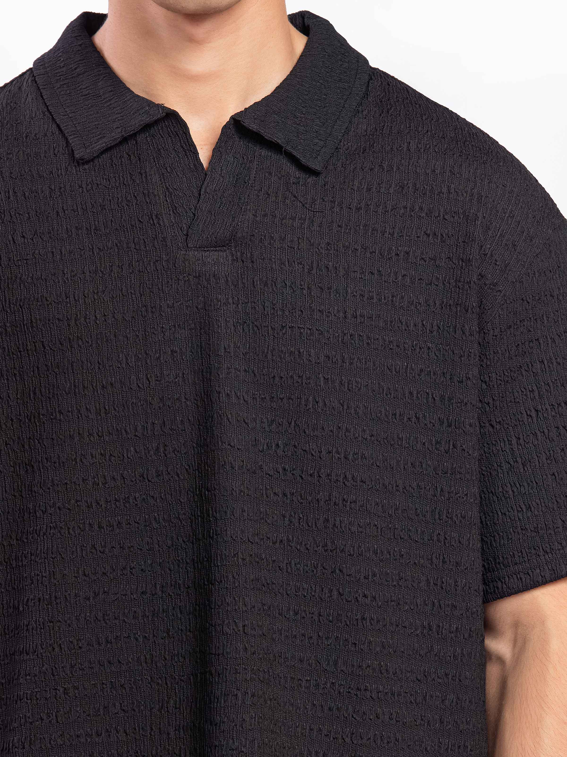 Crinkle Texture Co-ord Set Polo - FMTCS5-102