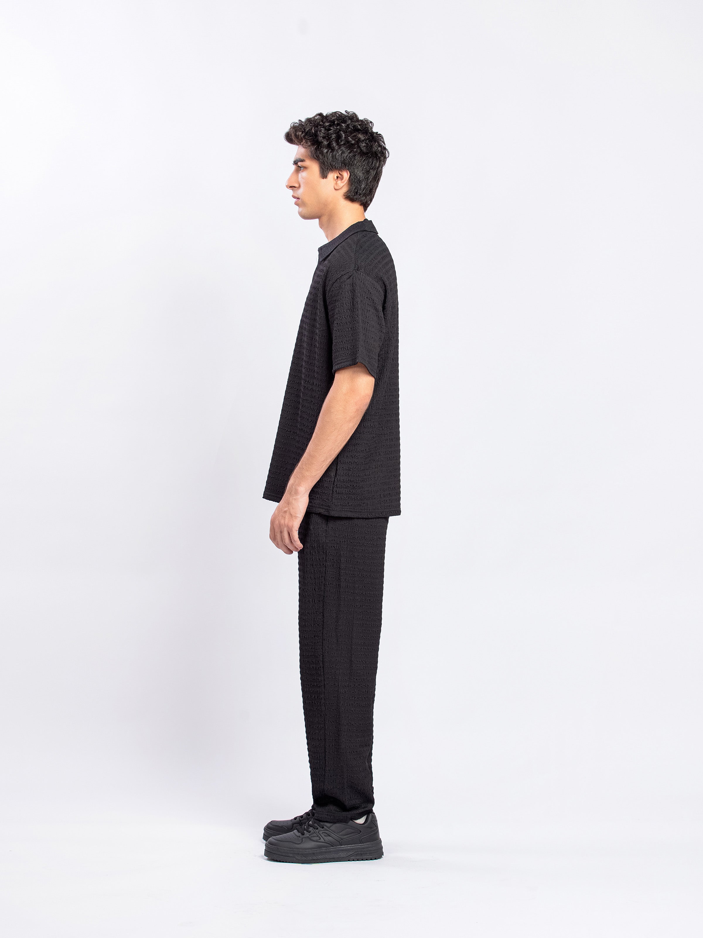 Crinkle Texture Co-ord Set Polo - FMTCS5-102