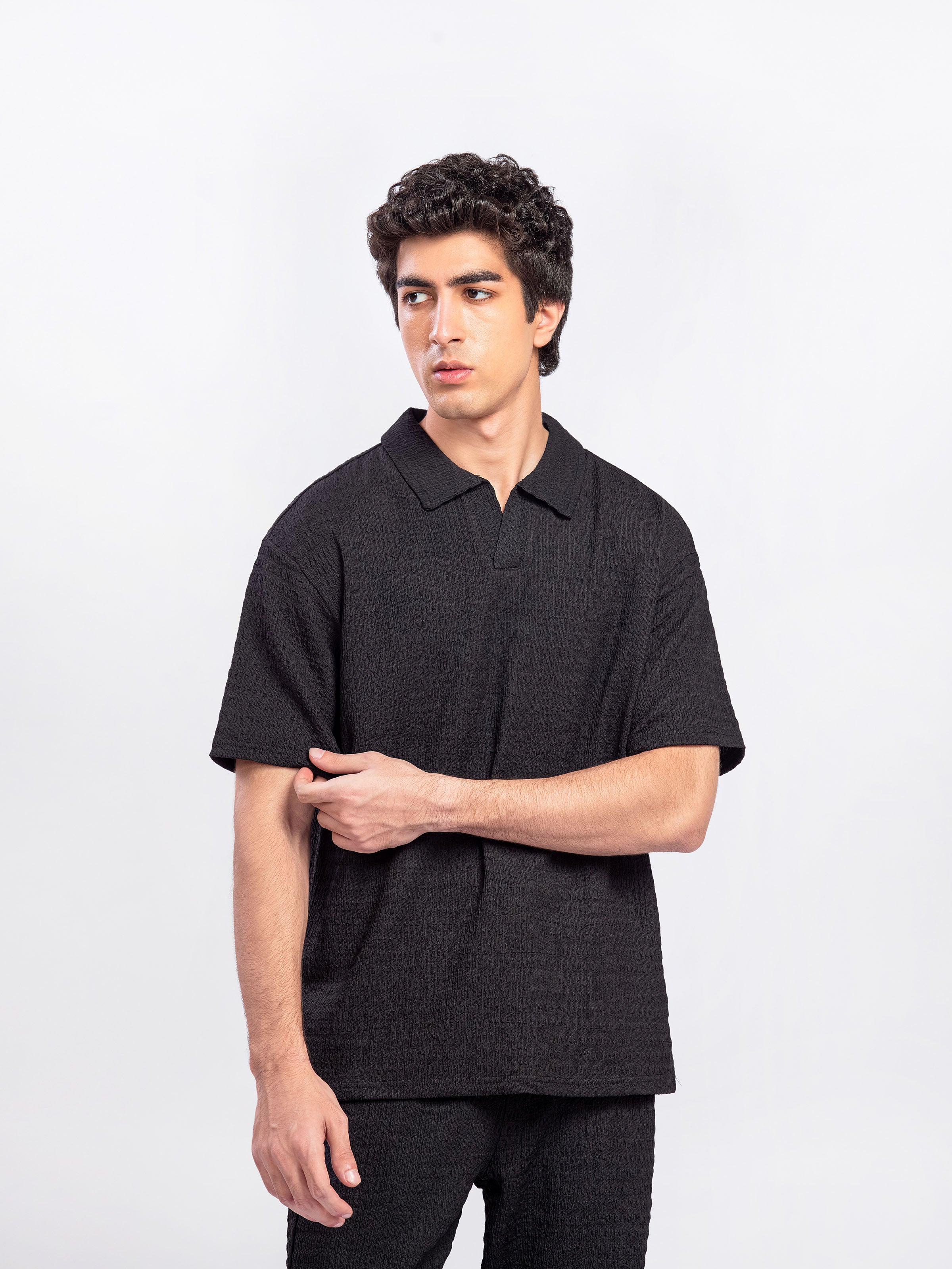 Crinkle Texture Co-ord Set Polo - FMTCS5-102