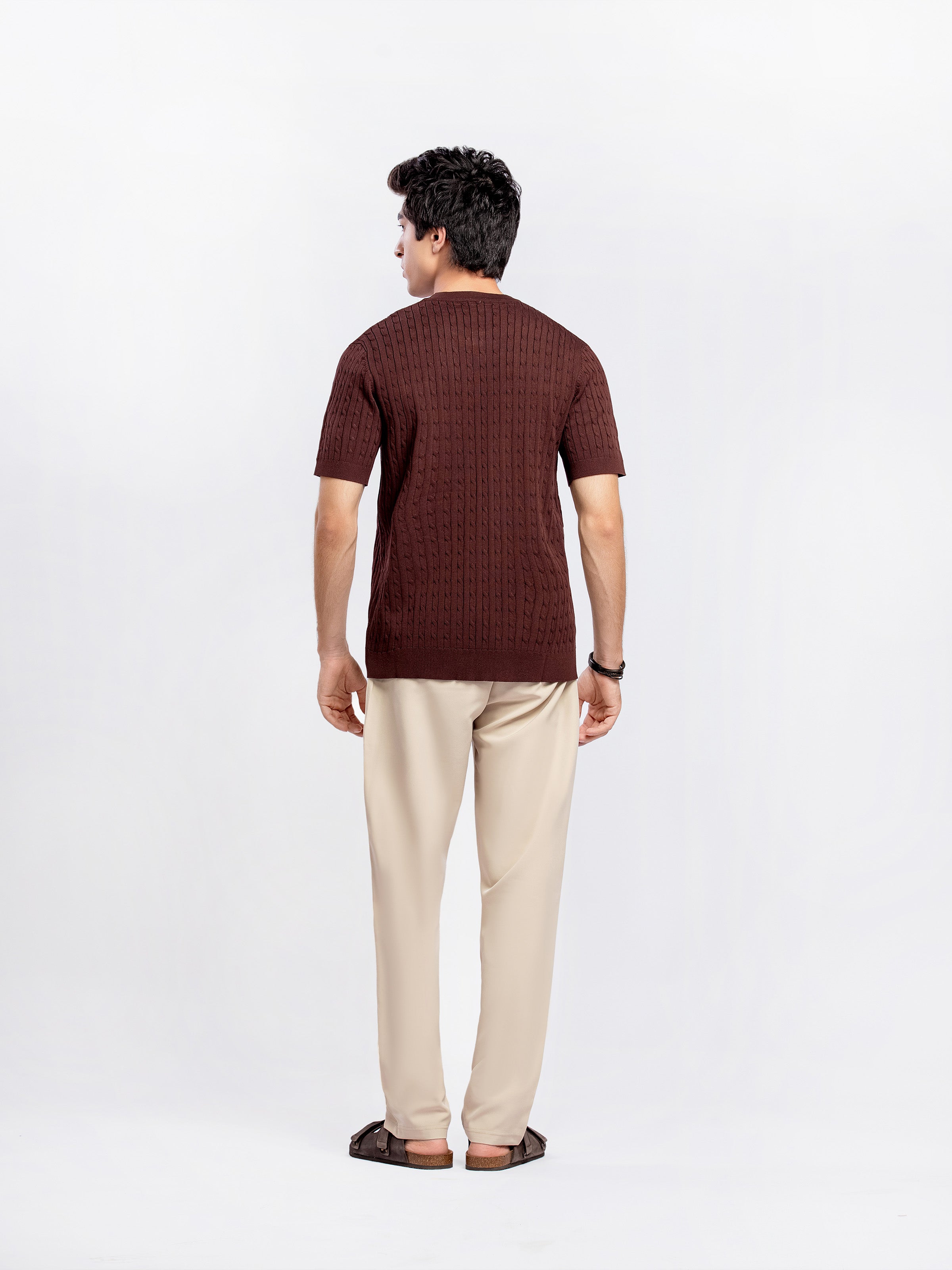 Cable Knit Crew Neck Tee - FMTCT5-025