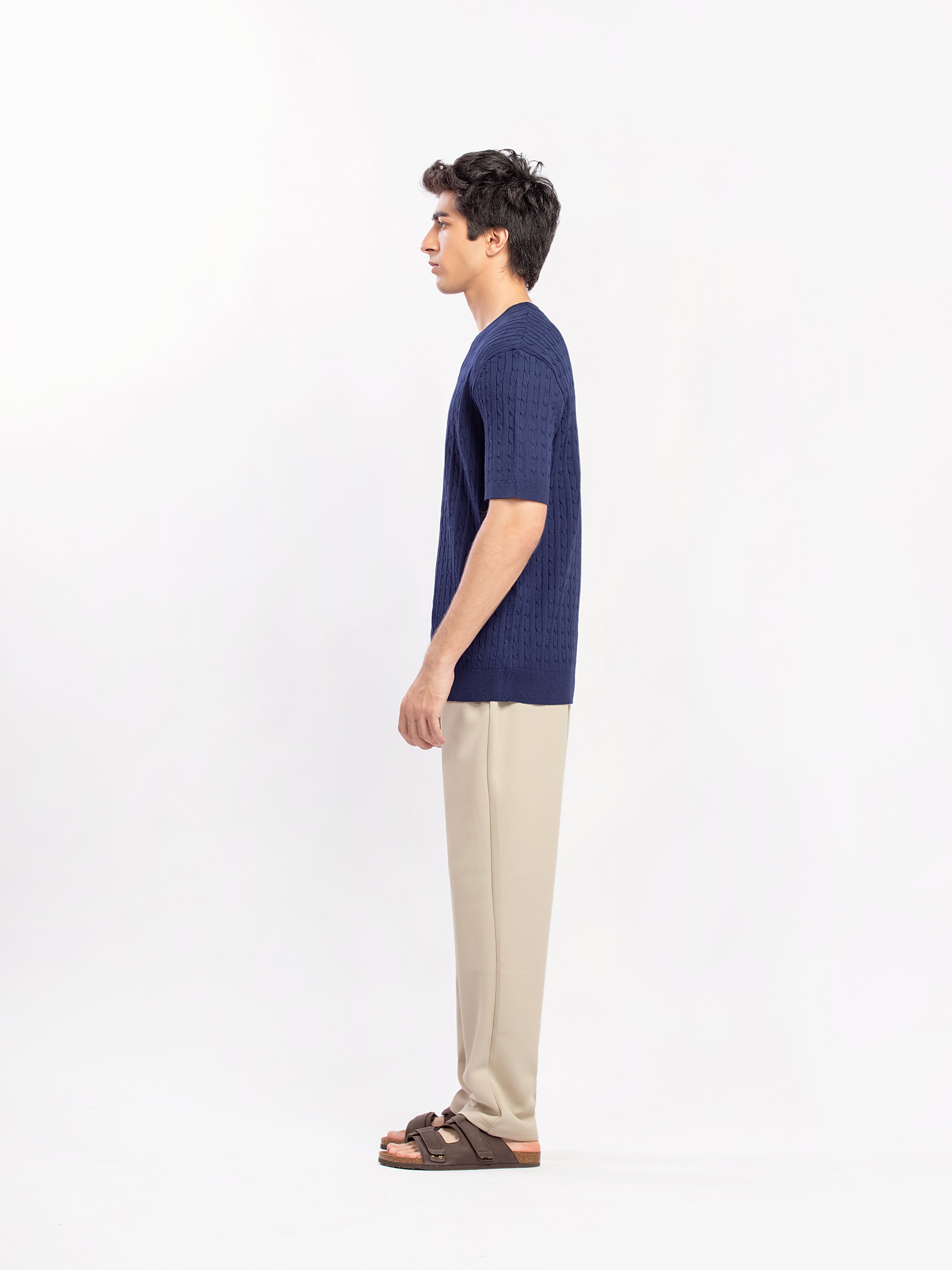 Cable Knit Crew Neck Tee - FMTCT5-027