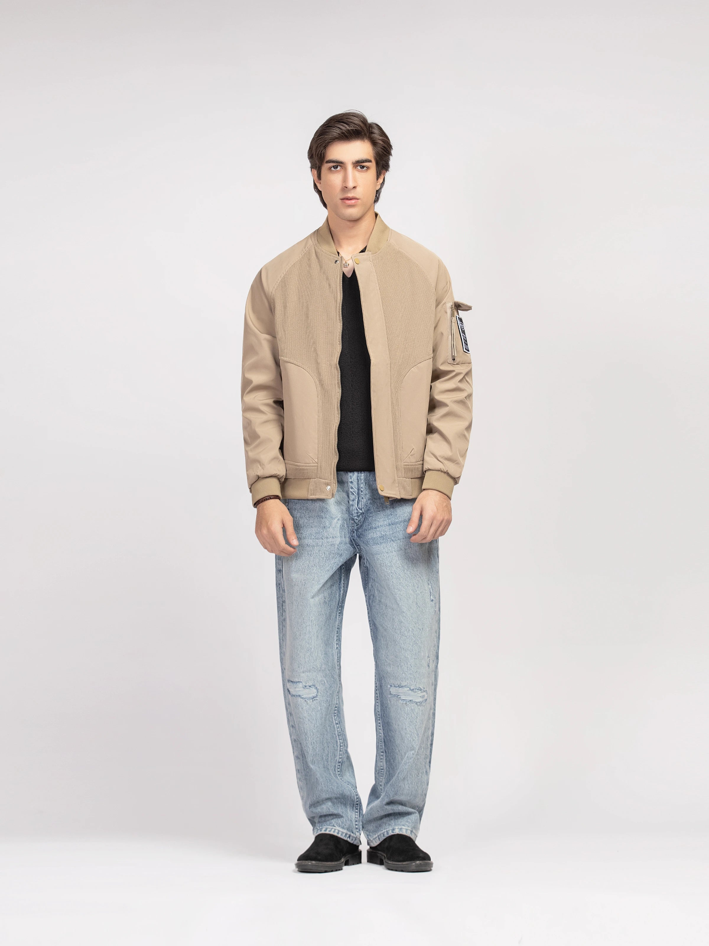 Textured Knit Bomber Jacket - FMTJ5-004