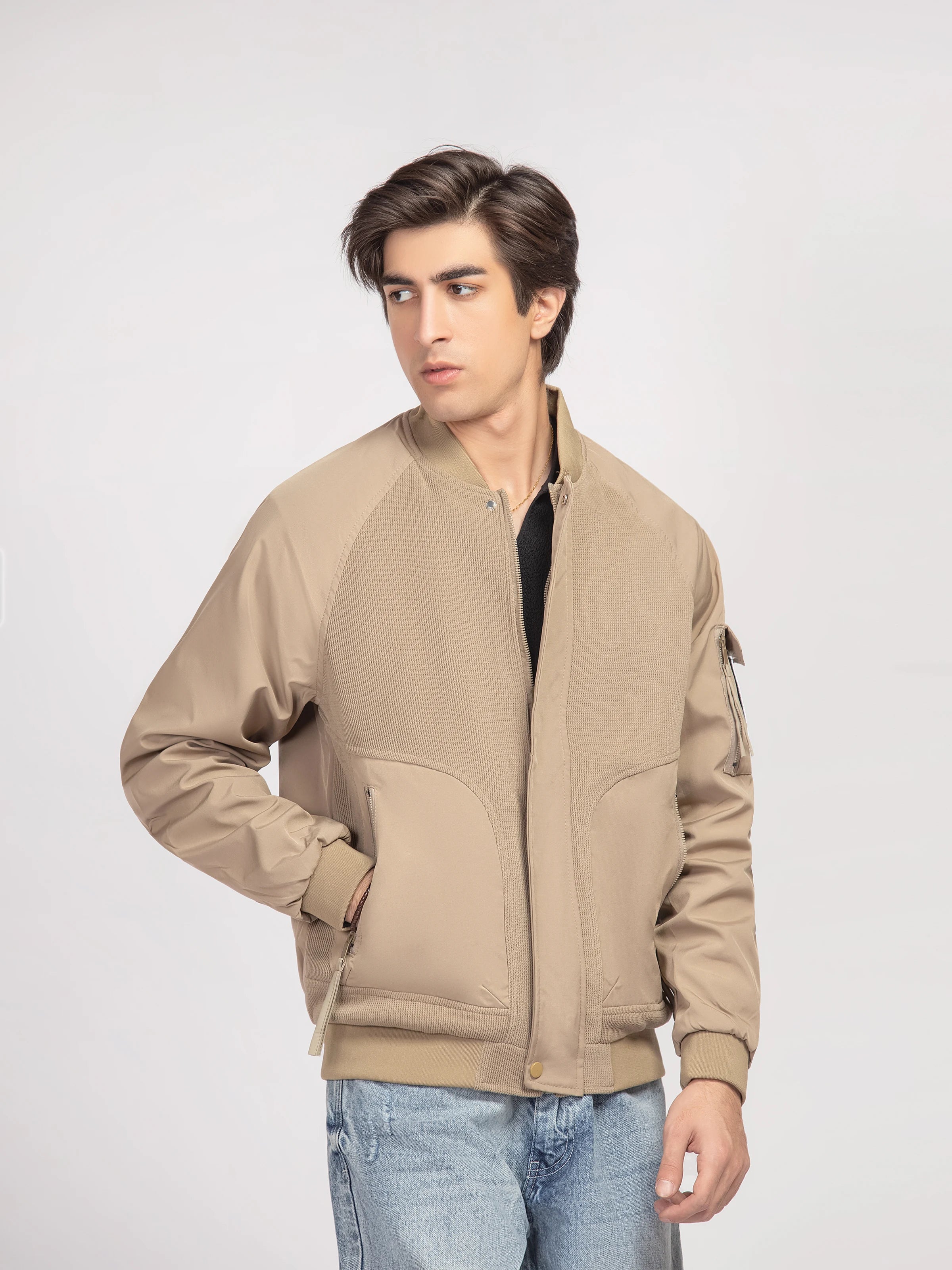 Textured Knit Bomber Jacket - FMTJ5-004