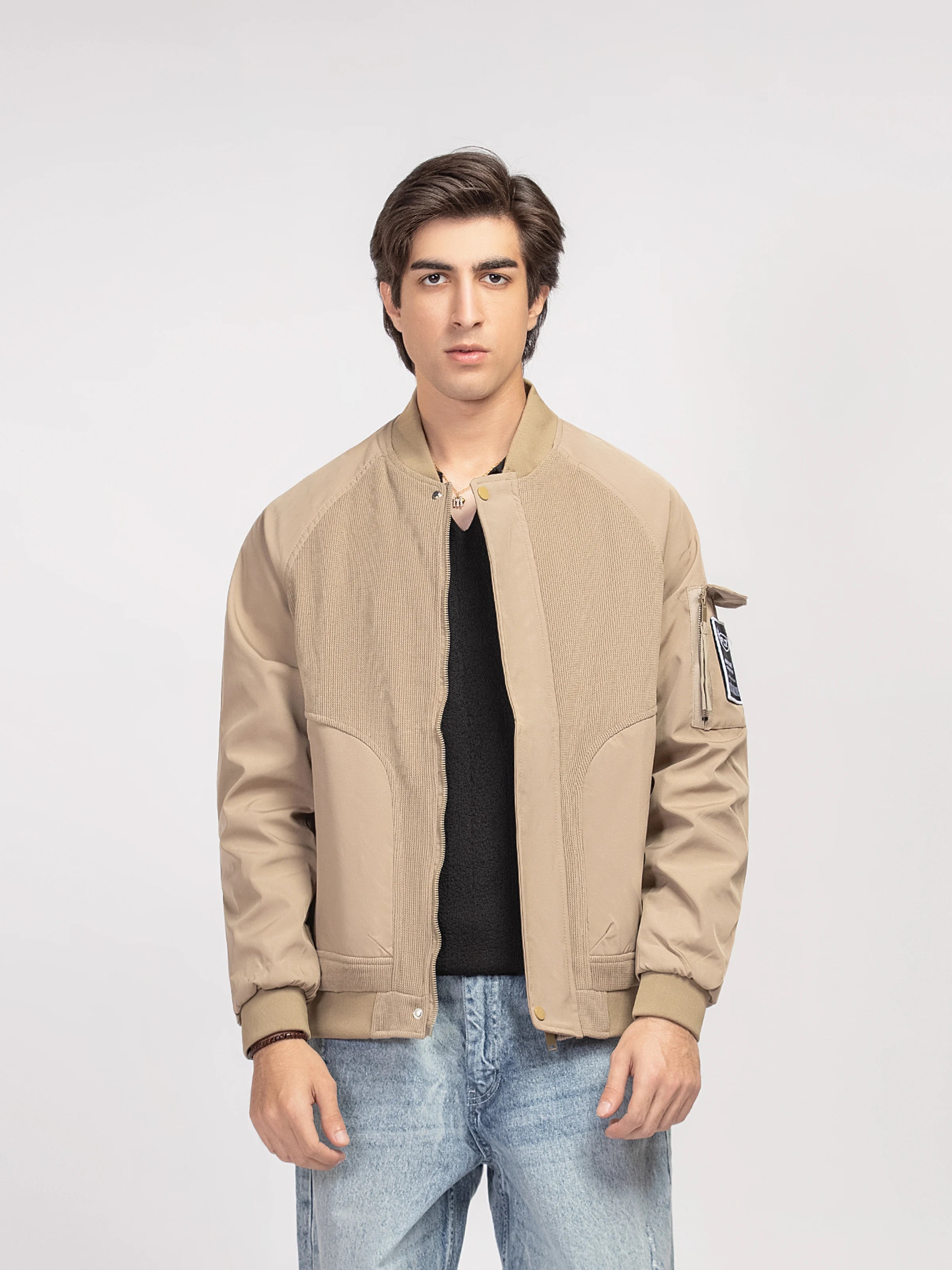 Textured Knit Bomber Jacket - FMTJ5-004