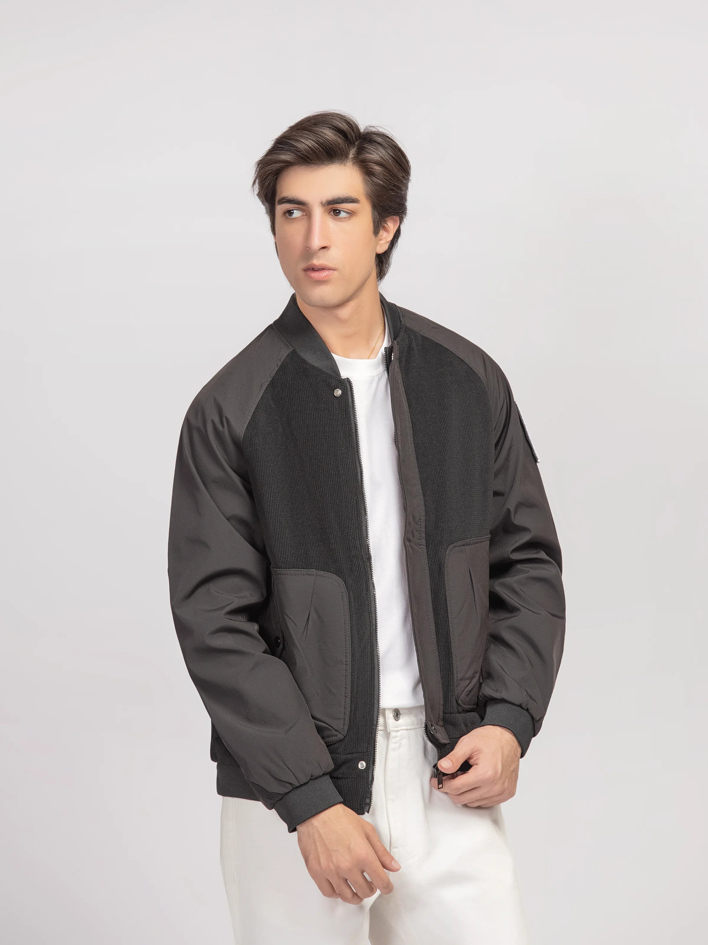 Textured Knit Bomber Jacket - FMTJ5-005