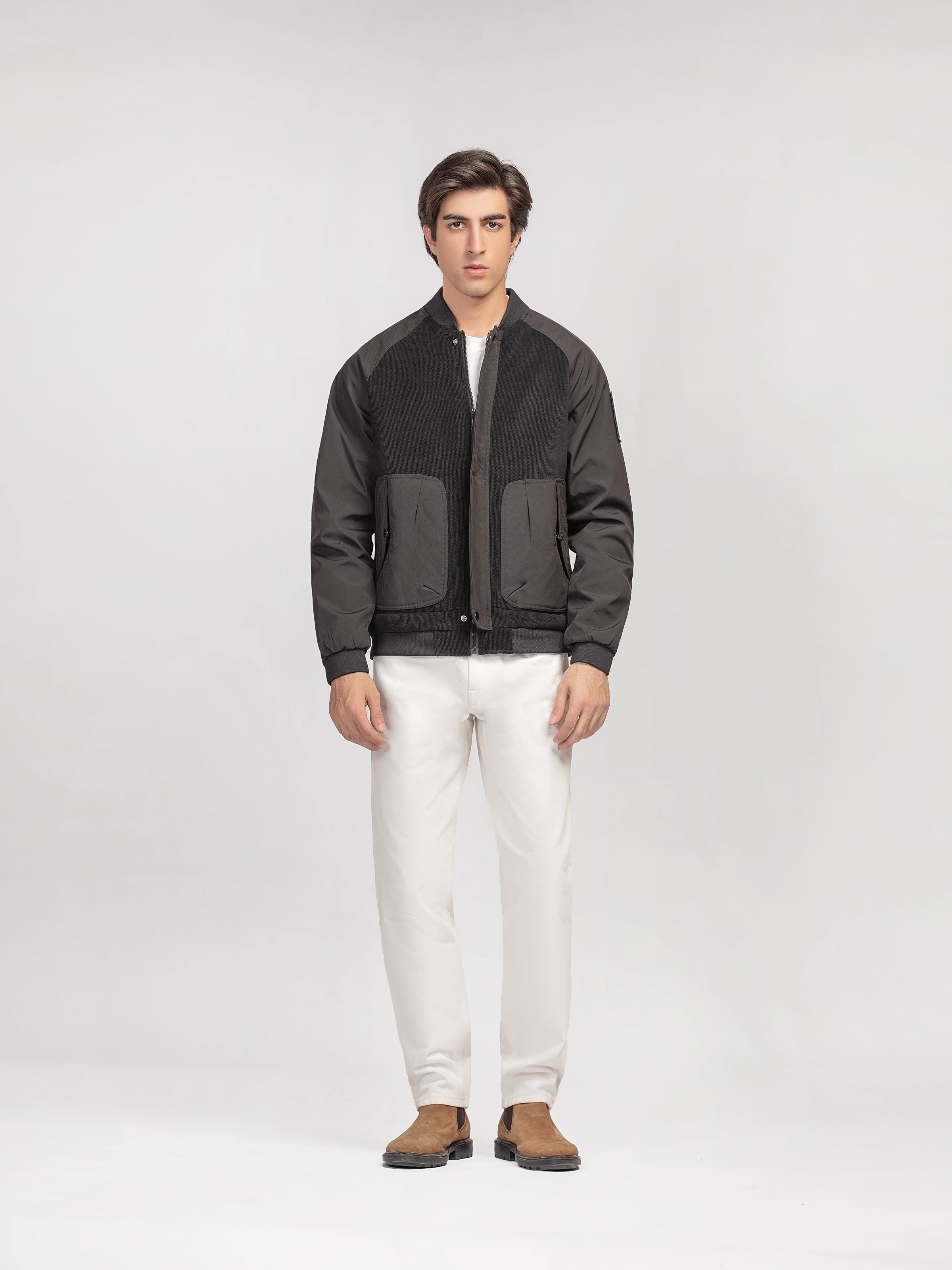 Textured Knit Bomber Jacket - FMTJ5-005