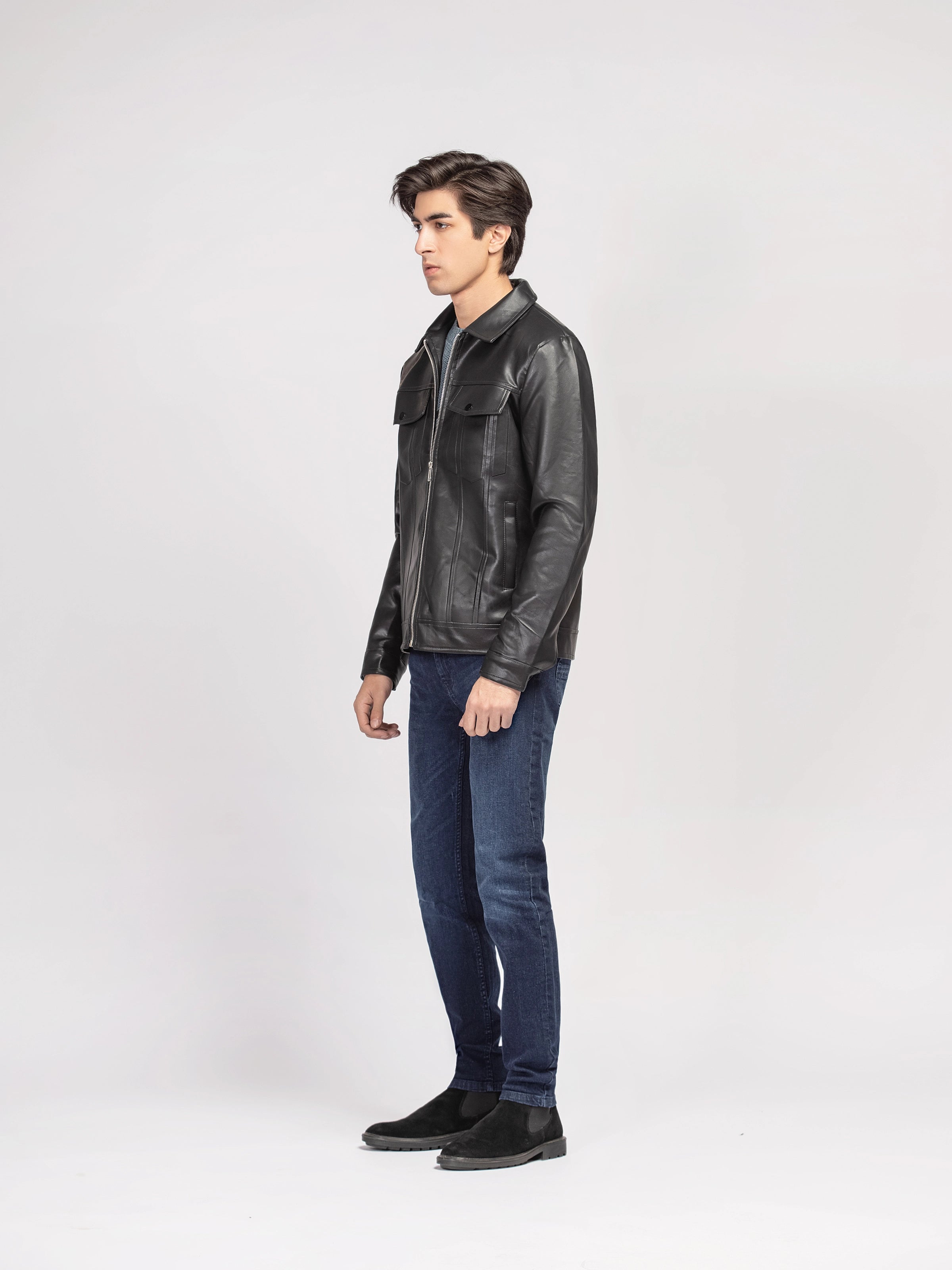 Regular Fit Leatherette Jacket - FMTJ5-007