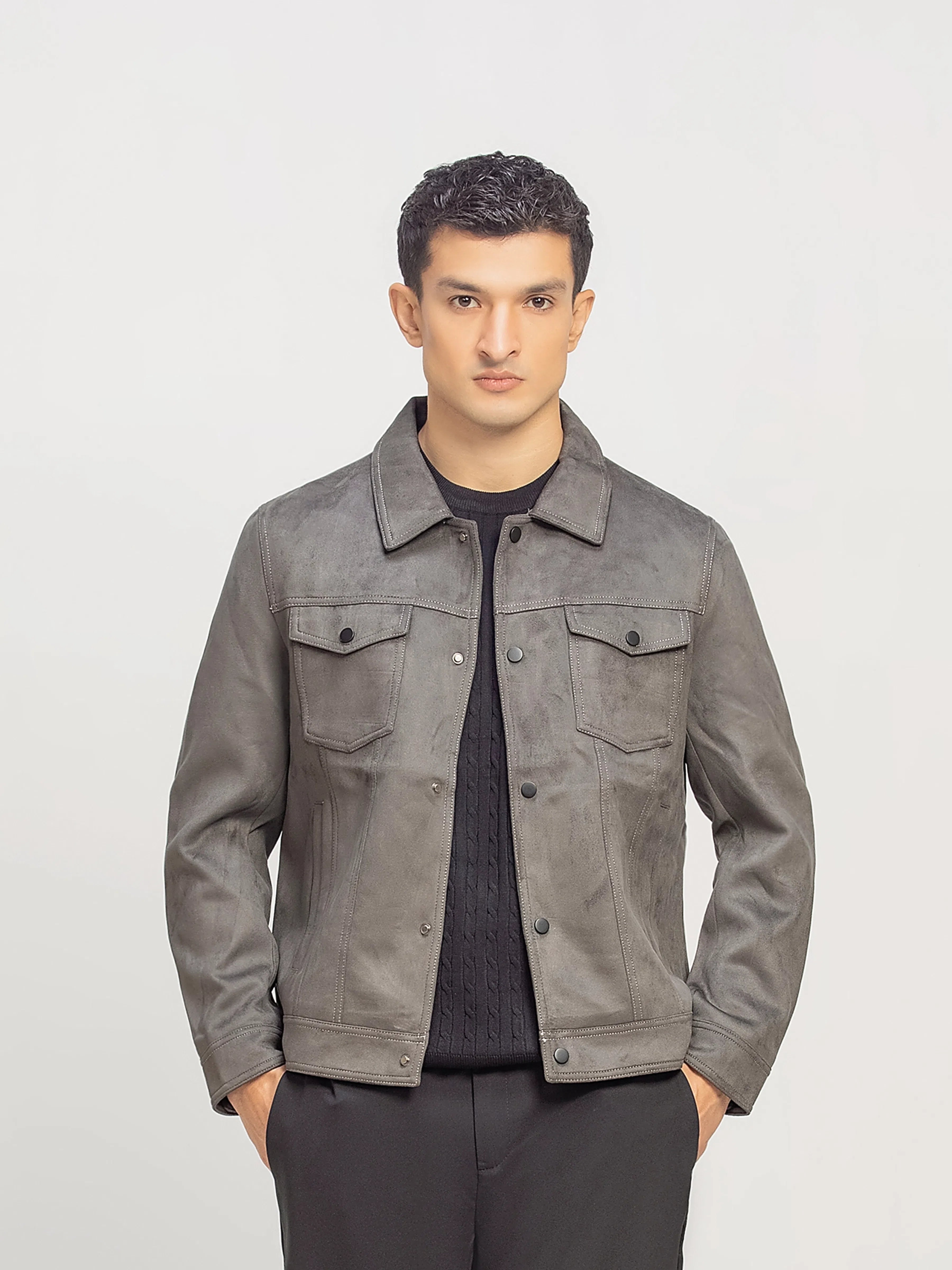 Regular Fit Suede Jacket - FMTJ5-010