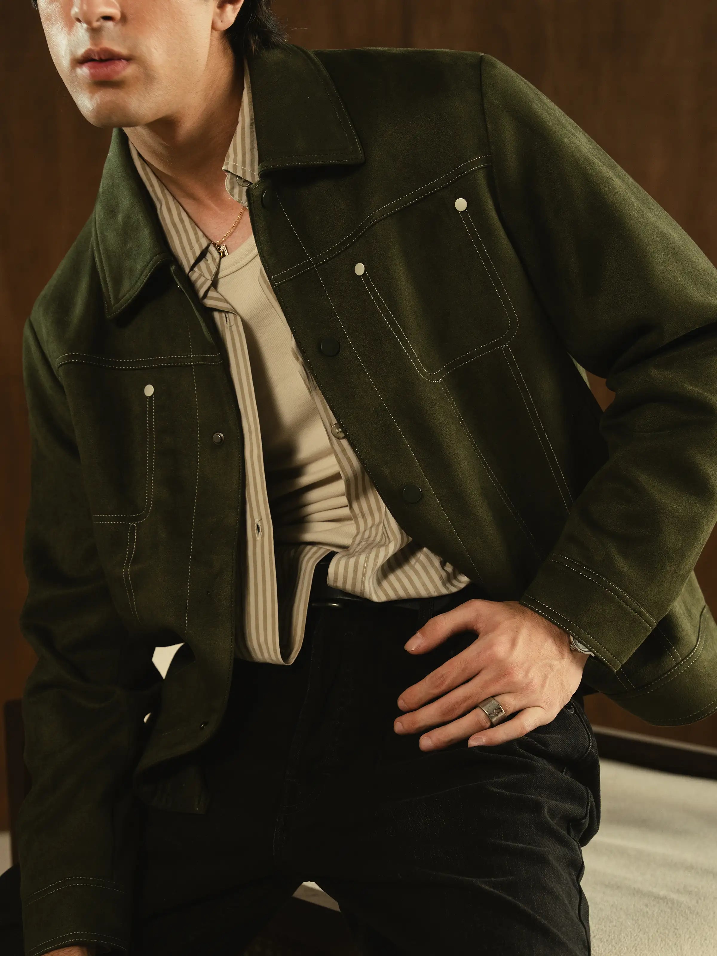 Regular Fit Suede Jacket - FMTJ5-013