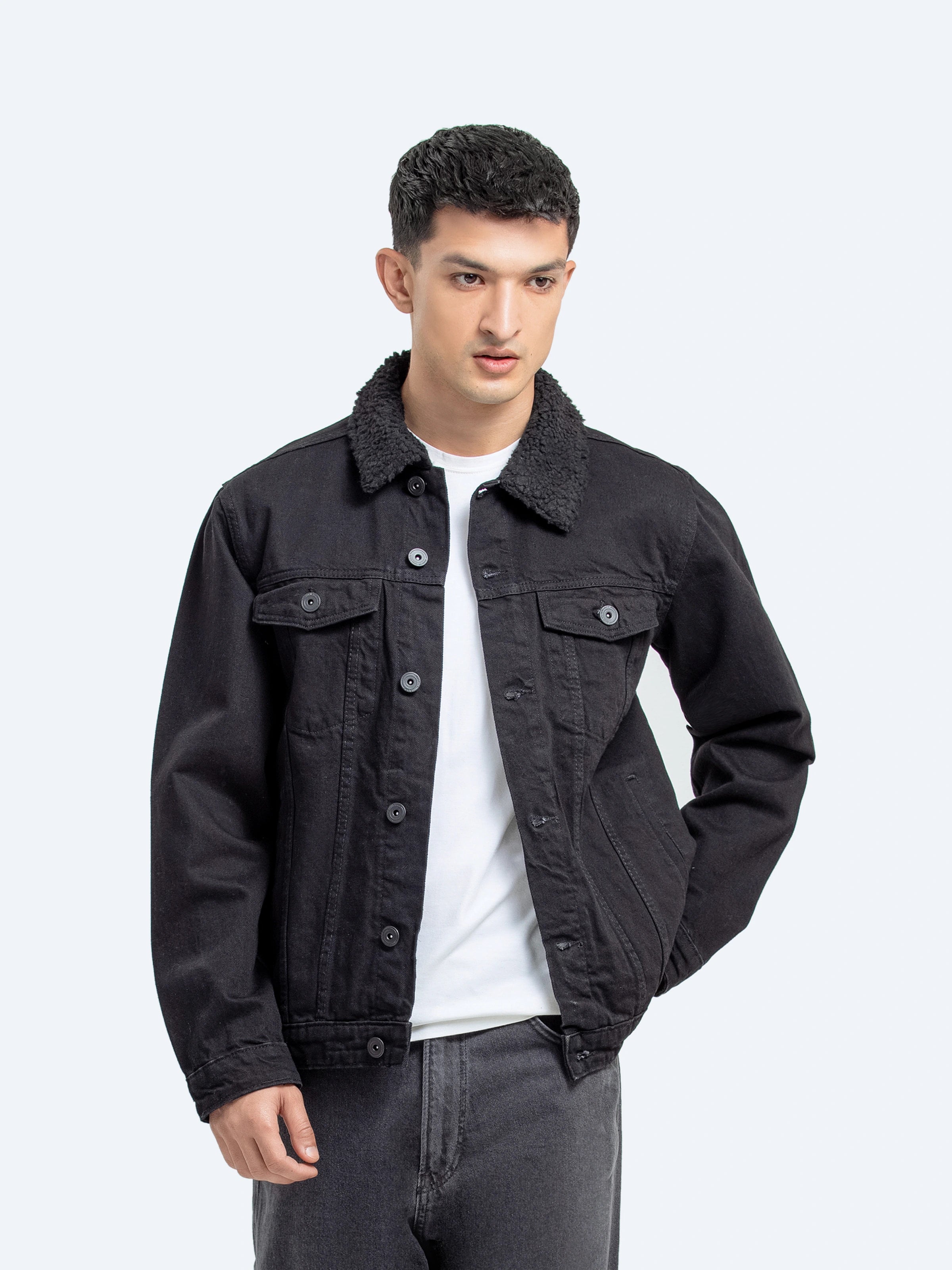 Sherpa Collar Denim Jacket - FMTJD24-001