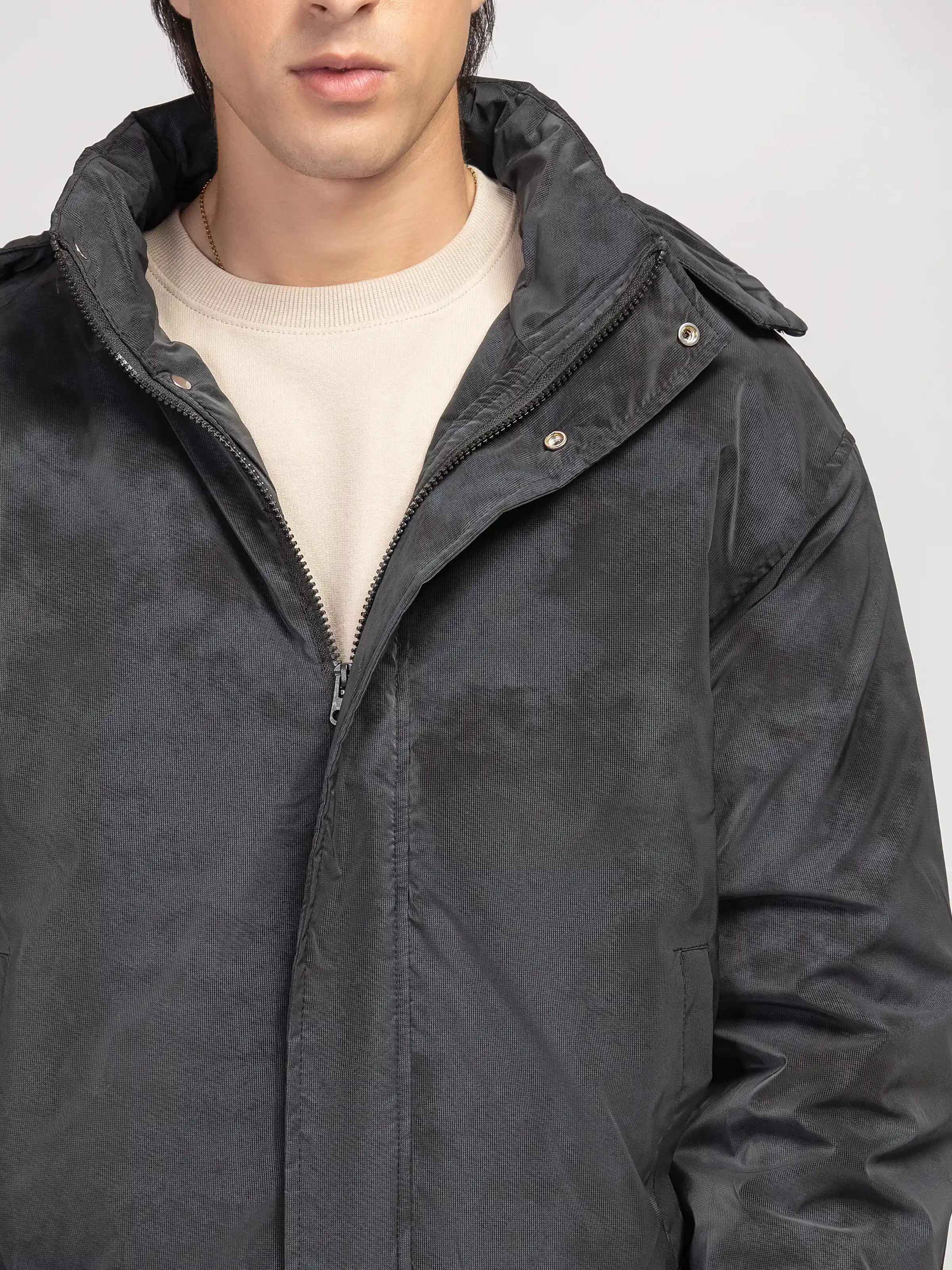 Hooded Textured Jacket - FMTJP5-005