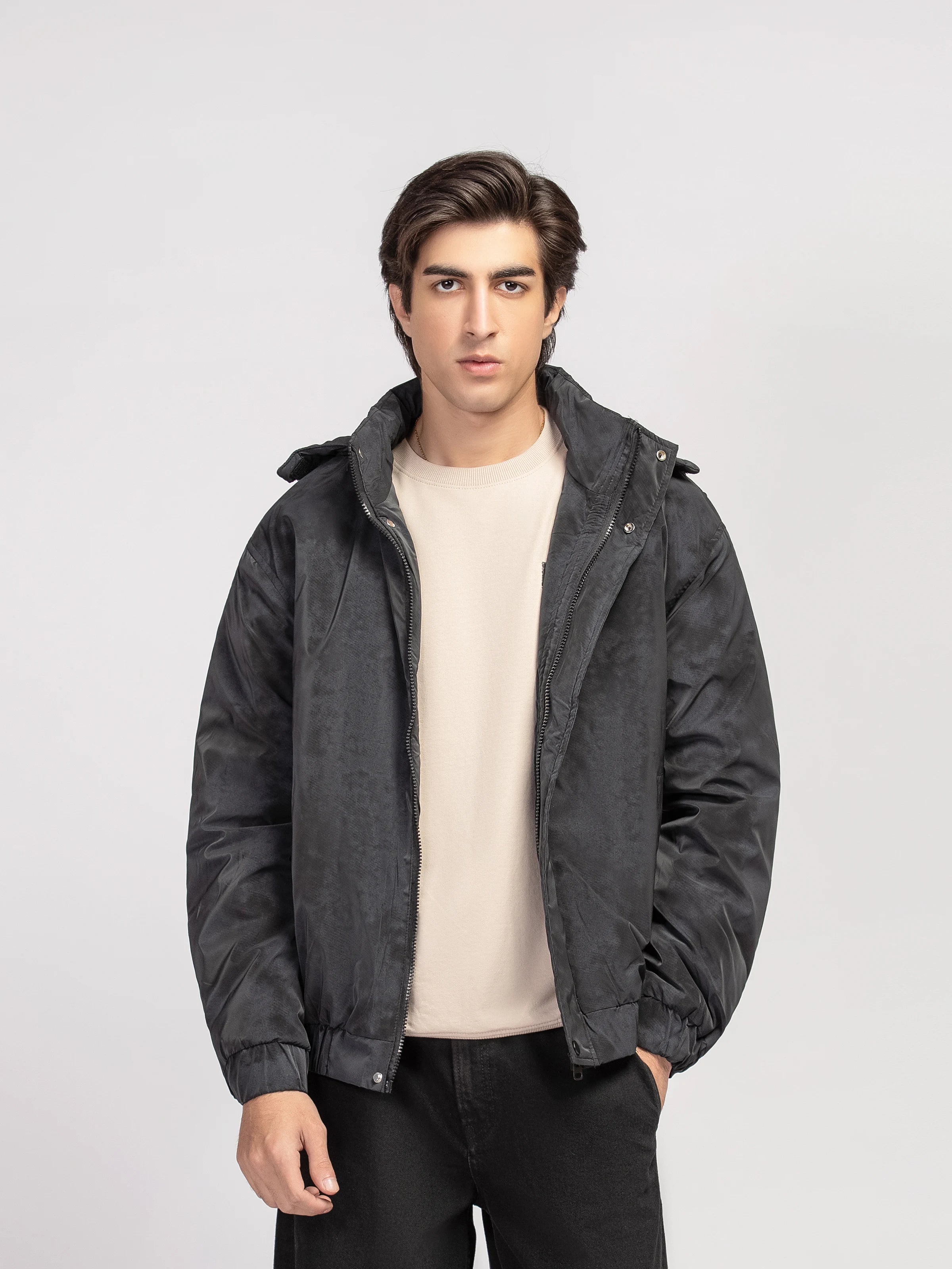 Hooded Textured Jacket - FMTJP5-005