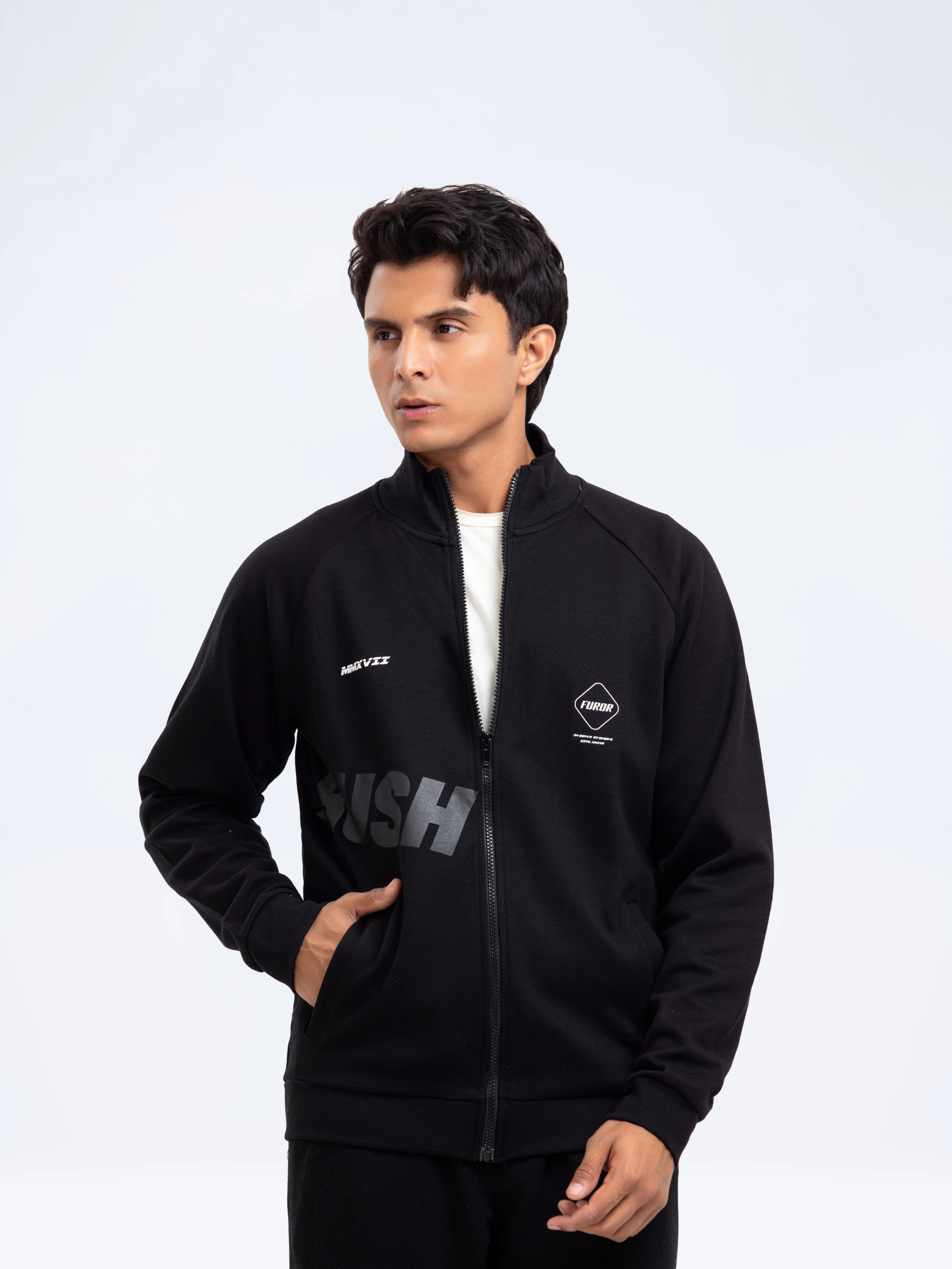 Black Zipper Jacket | Tracksuit - FMTTKS24-003