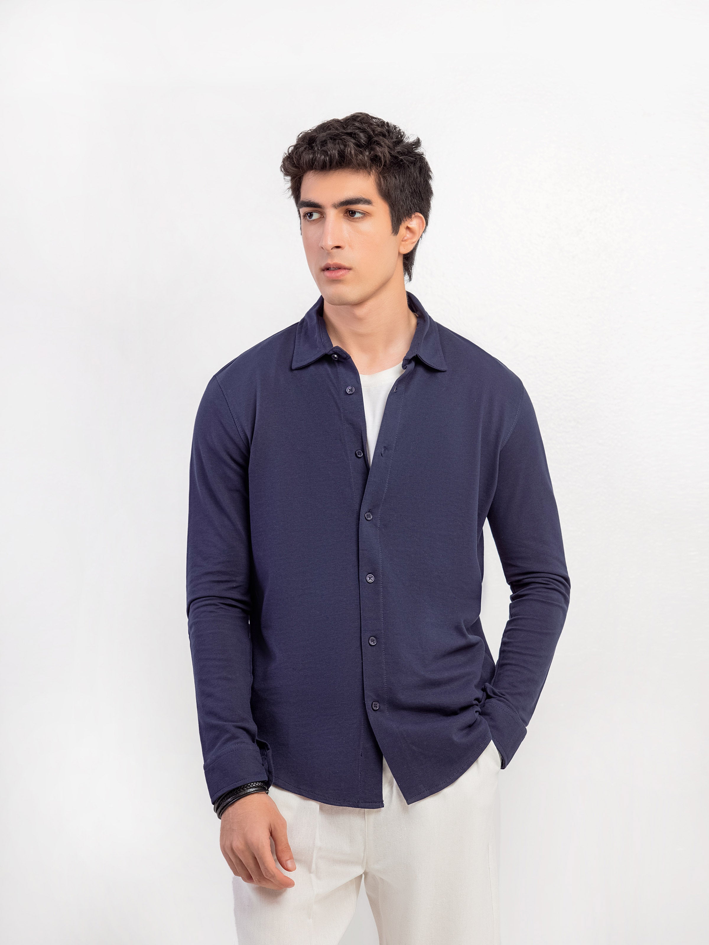 Front Open Knitted Shirt - FMTS24-32133