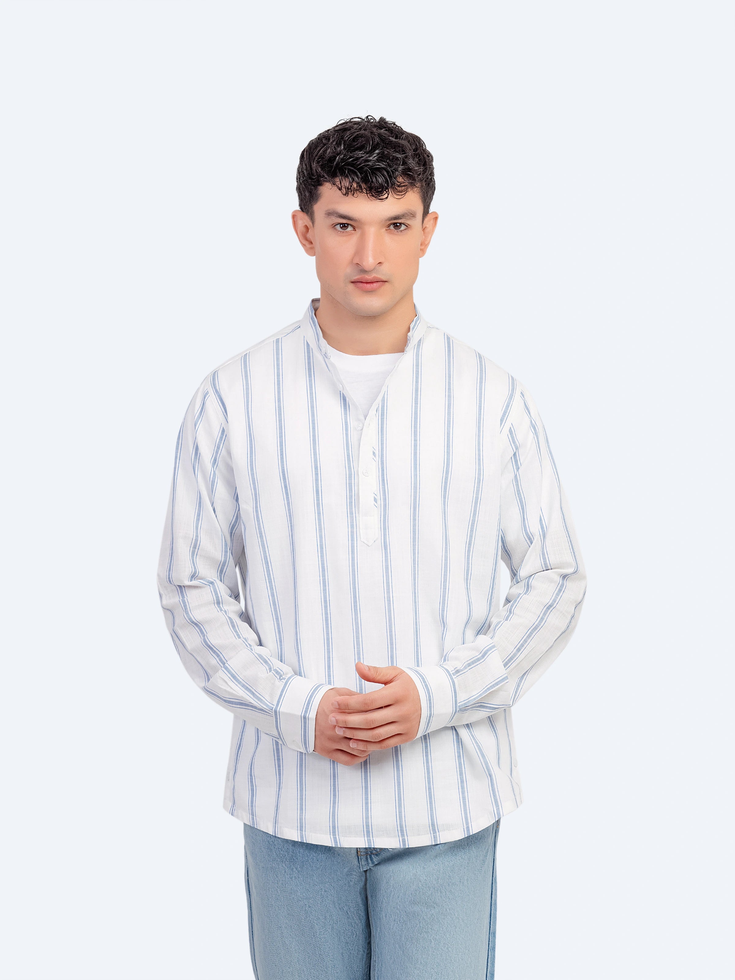 Striped Kurti Style Shirt - FMTS5-32254