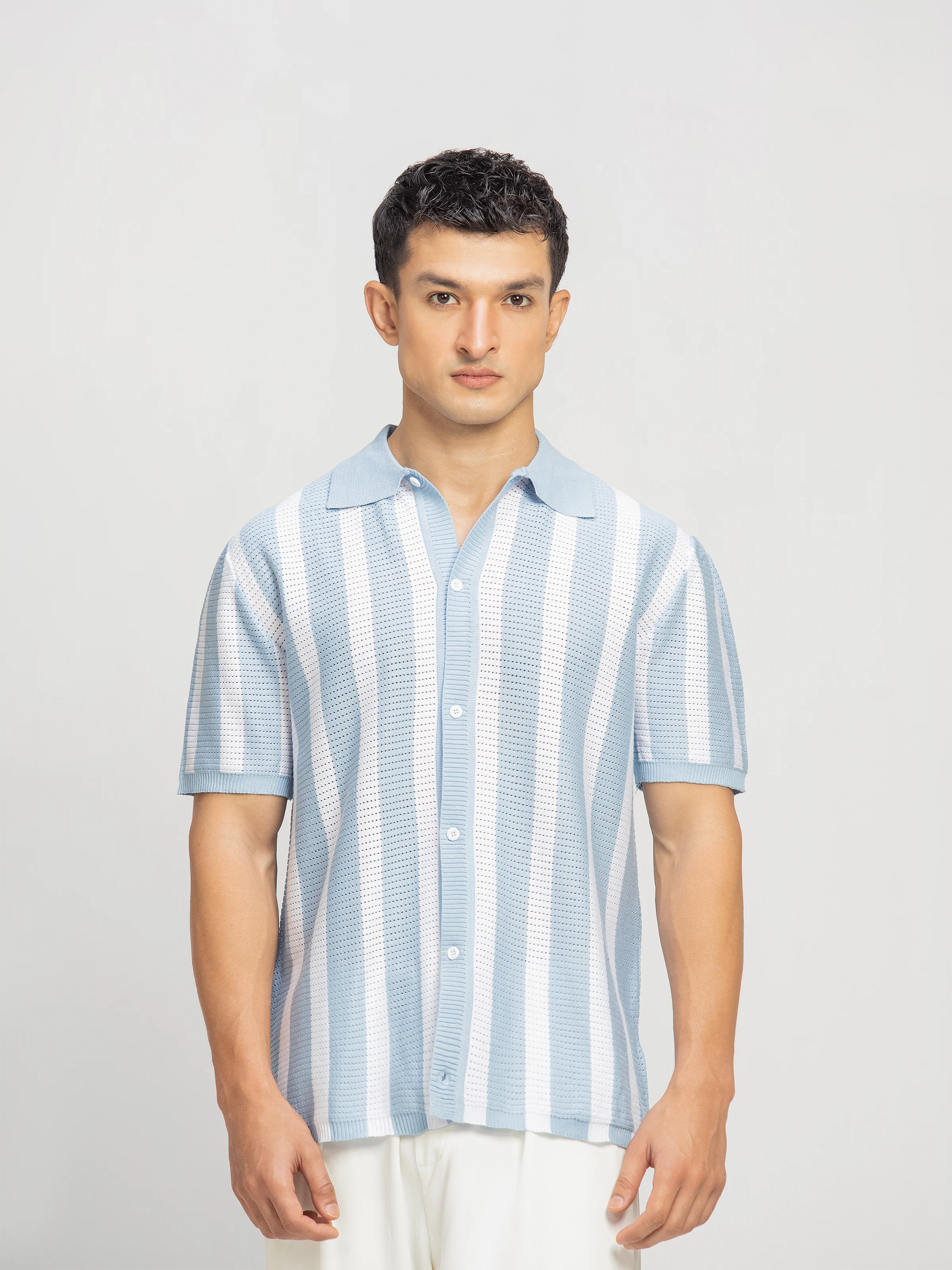 Striped Sweater Knit Shirt - FMTS5-32305