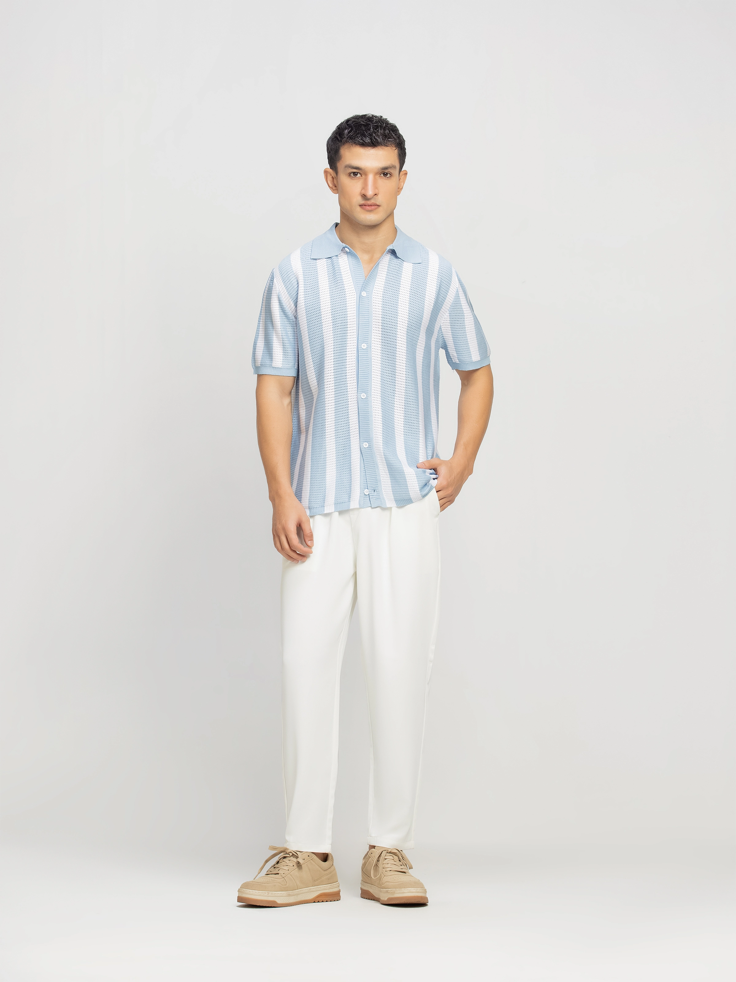 Striped Sweater Knit Shirt - FMTS5-32305