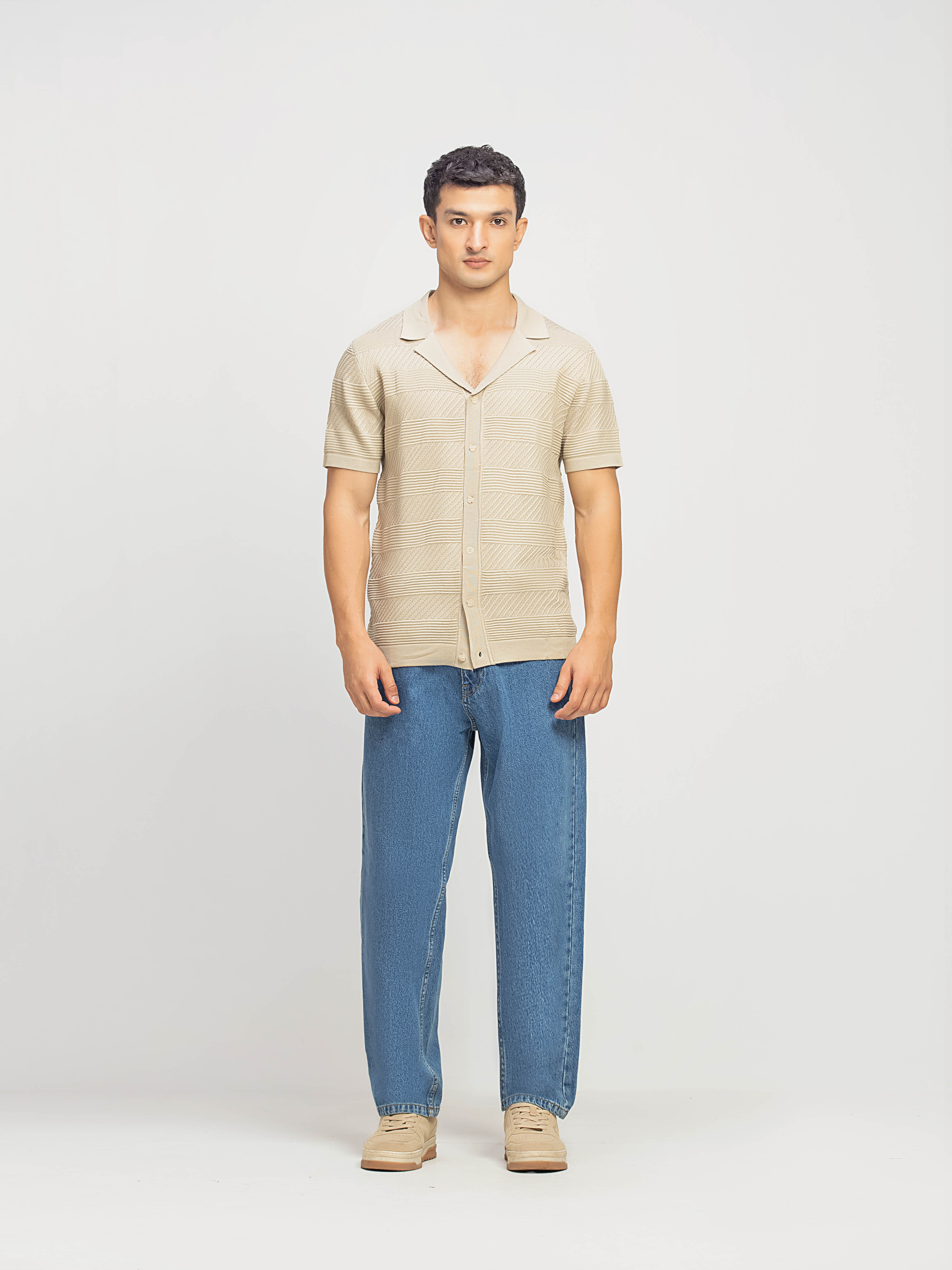 Knitted Cuban Collar Shirt - FMTS5-32307