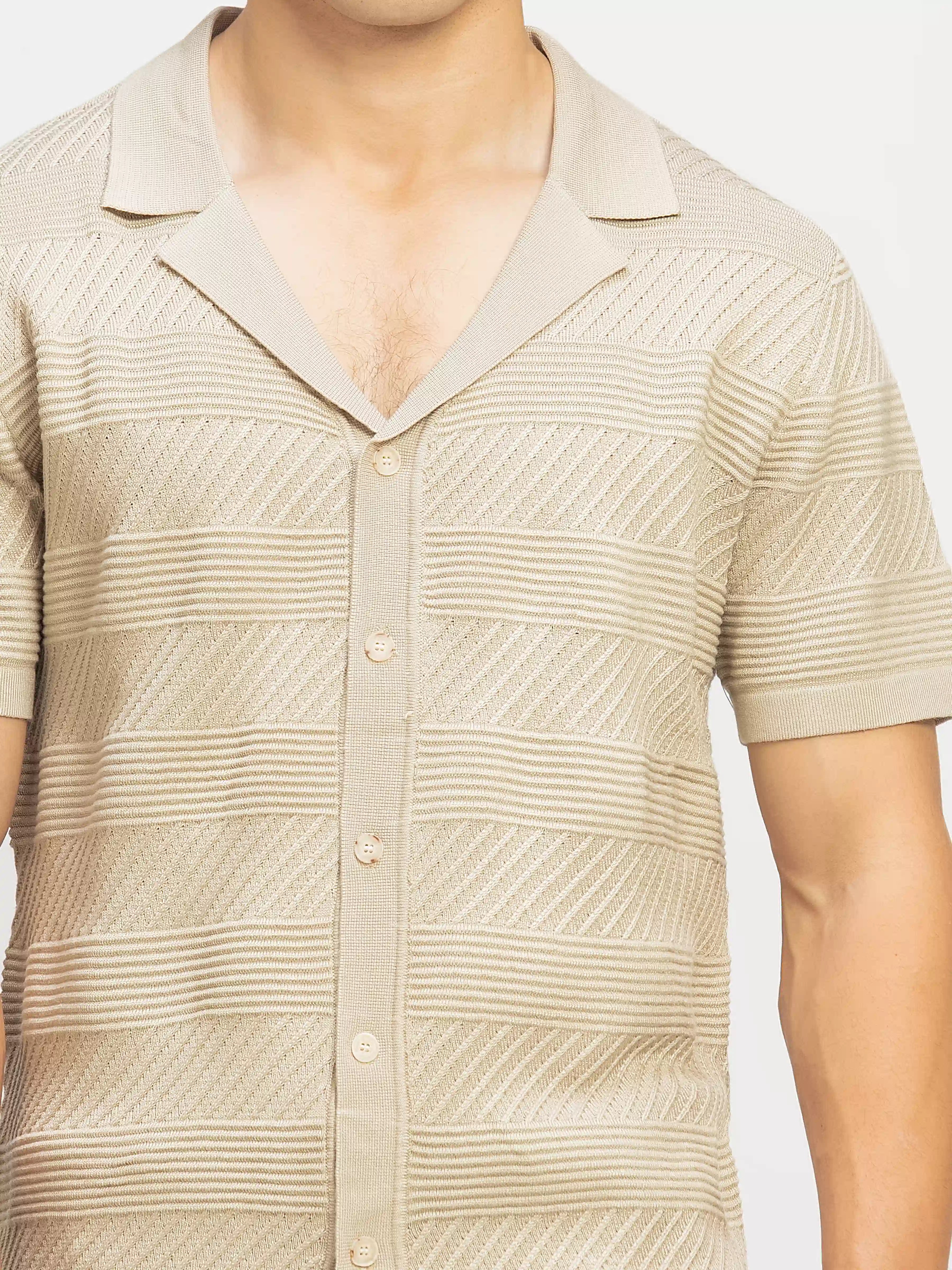 Knitted Cuban Collar Shirt - FMTS5-32307