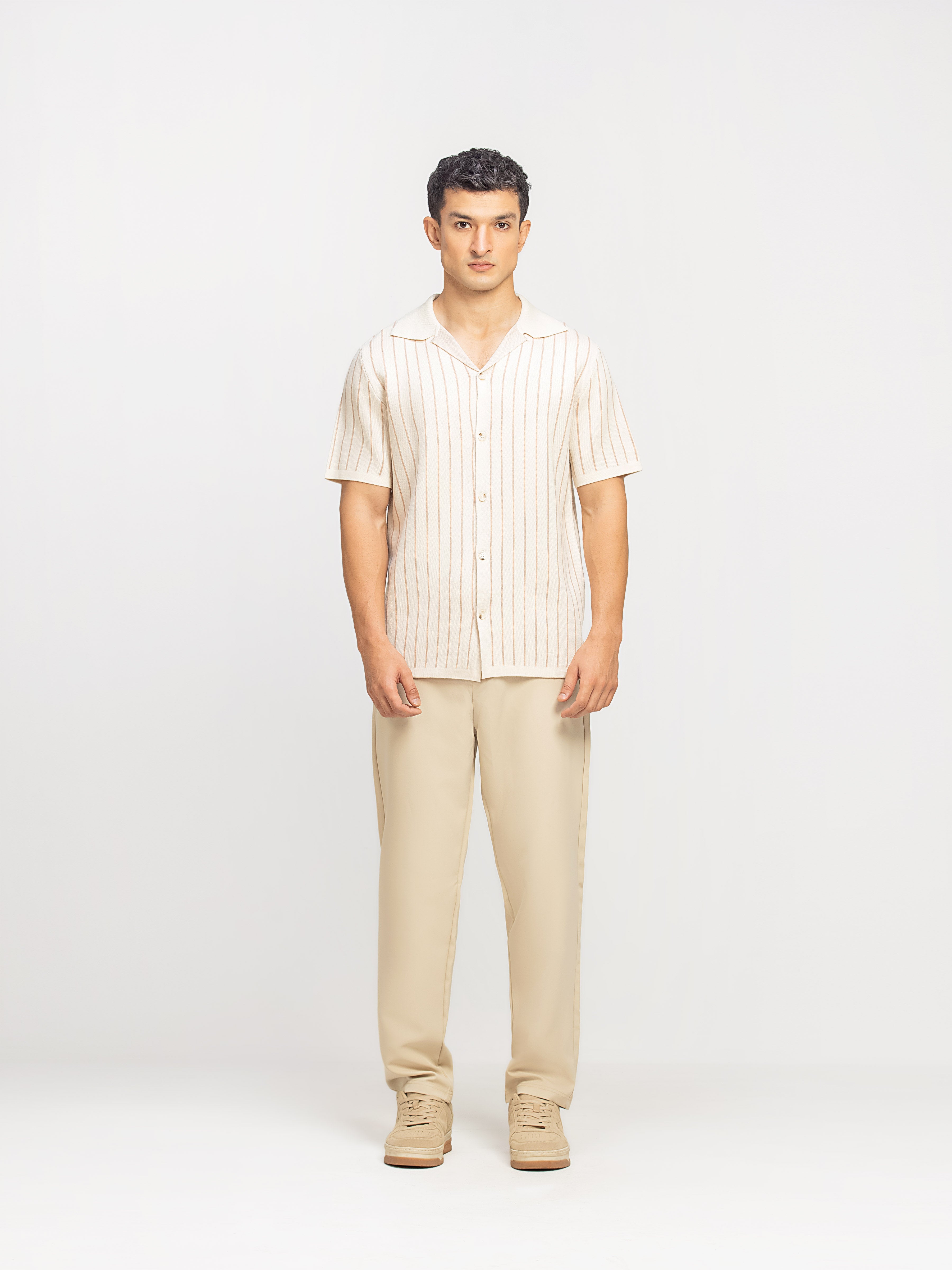 Striped Cuban Collar Shirt - FMTS5-32308