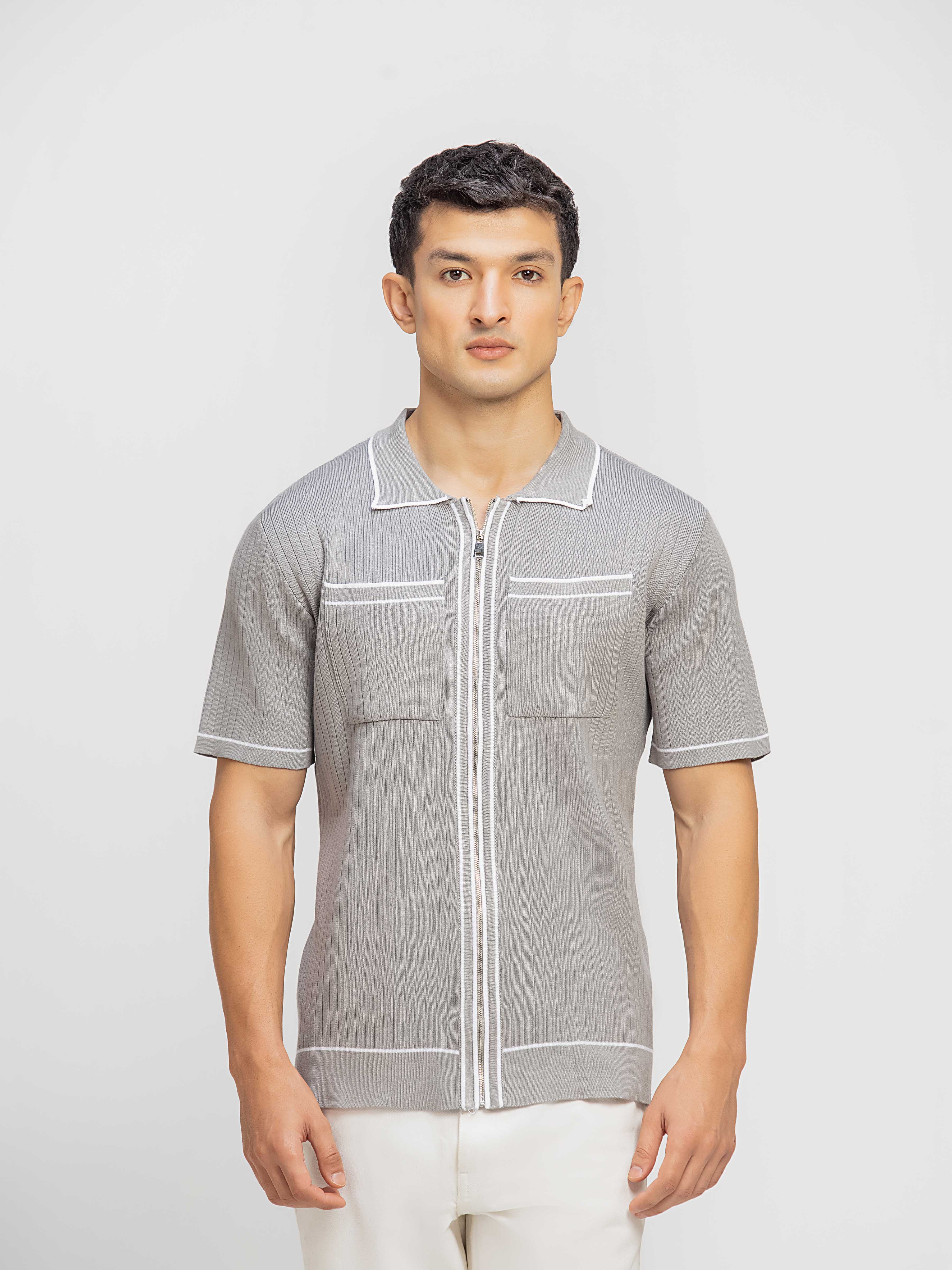 Drop Needle Knitted Shirt - FMTS5-32311