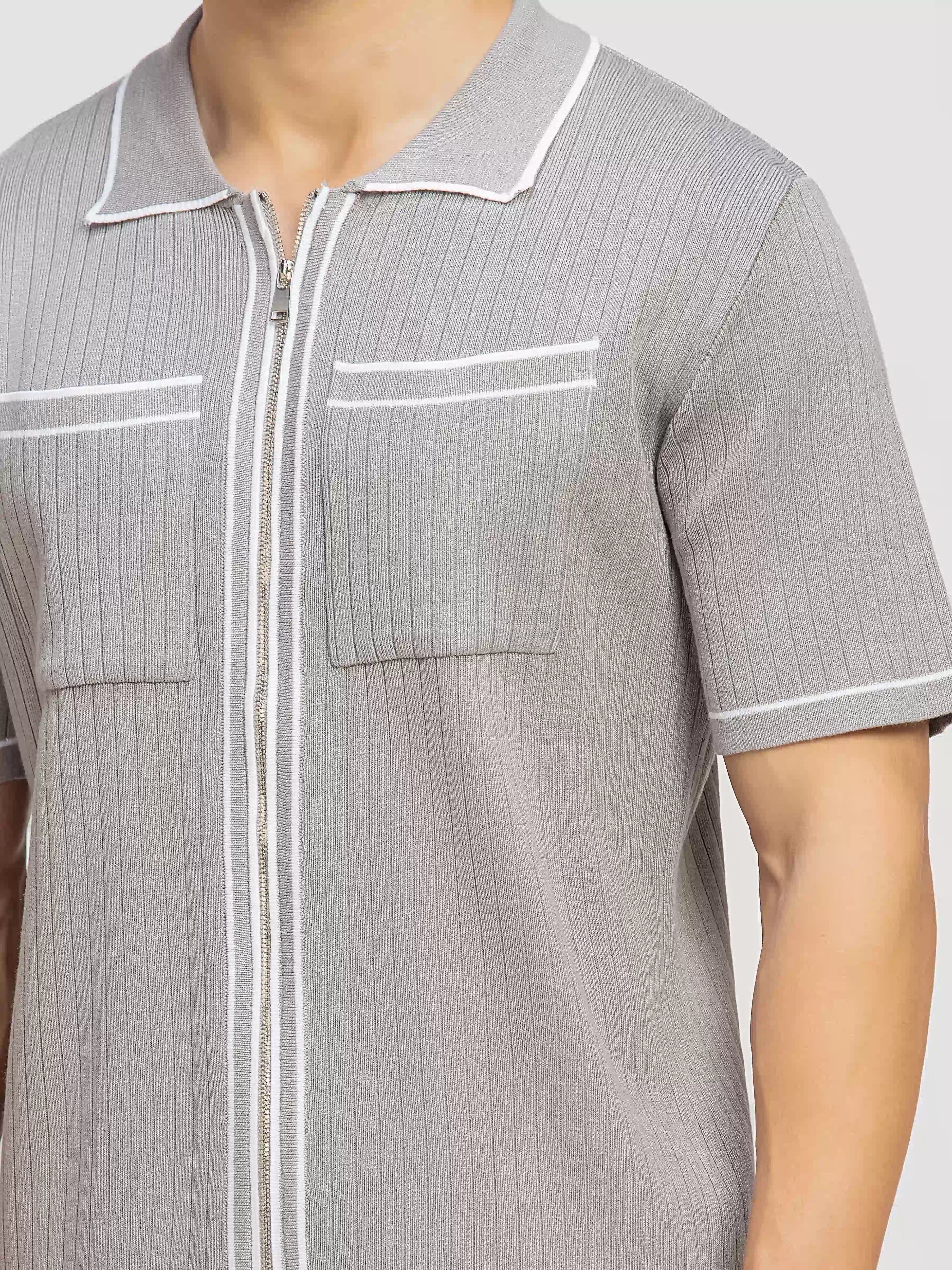 Drop Needle Knitted Shirt - FMTS5-32311