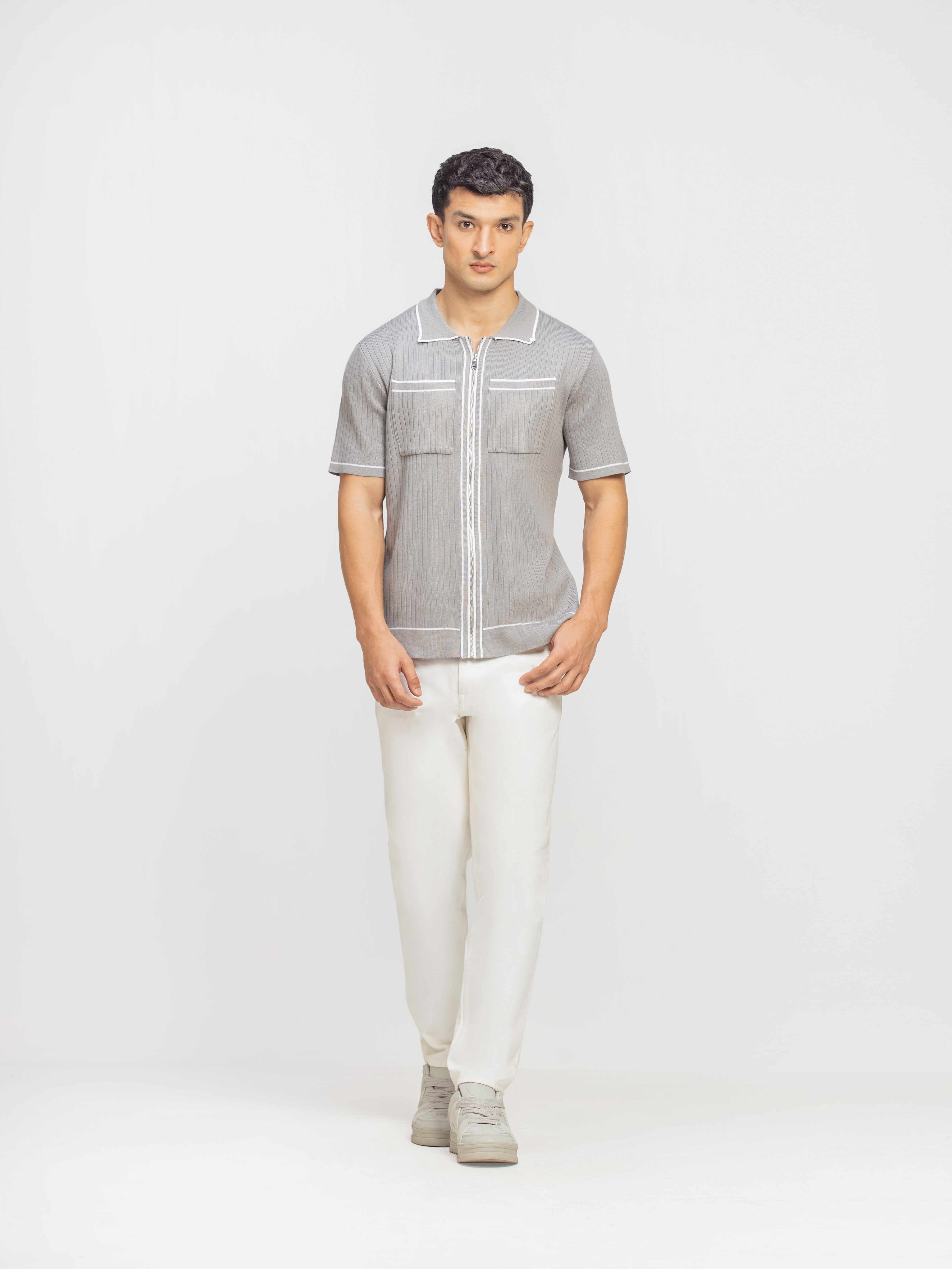 Drop Needle Knitted Shirt - FMTS5-32311